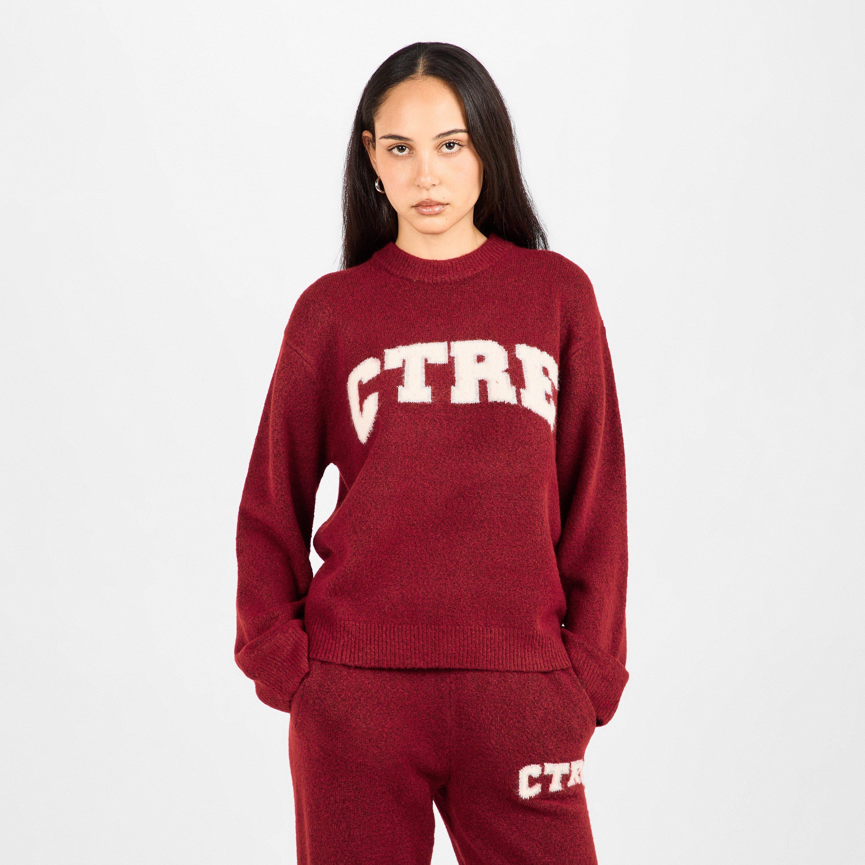 Burgundy - The Couture Club - Womens Knitted Sweatshirt - 3