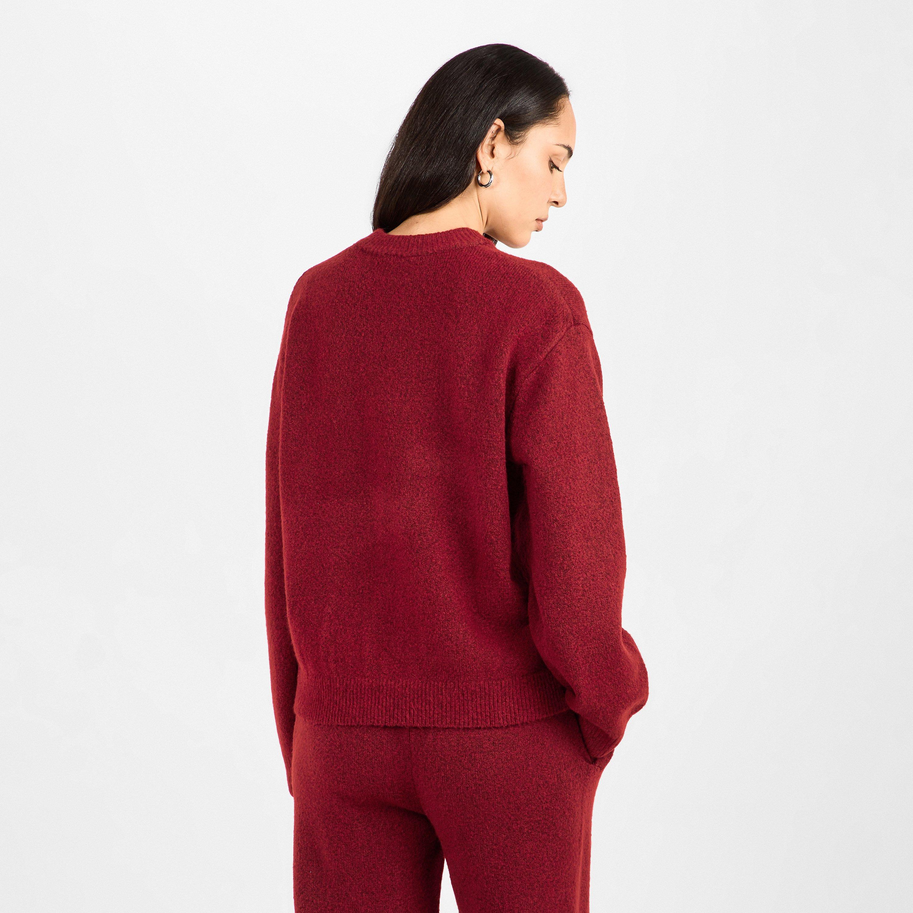 Burgundy - The Couture Club - Womens Knitted Sweatshirt - 4