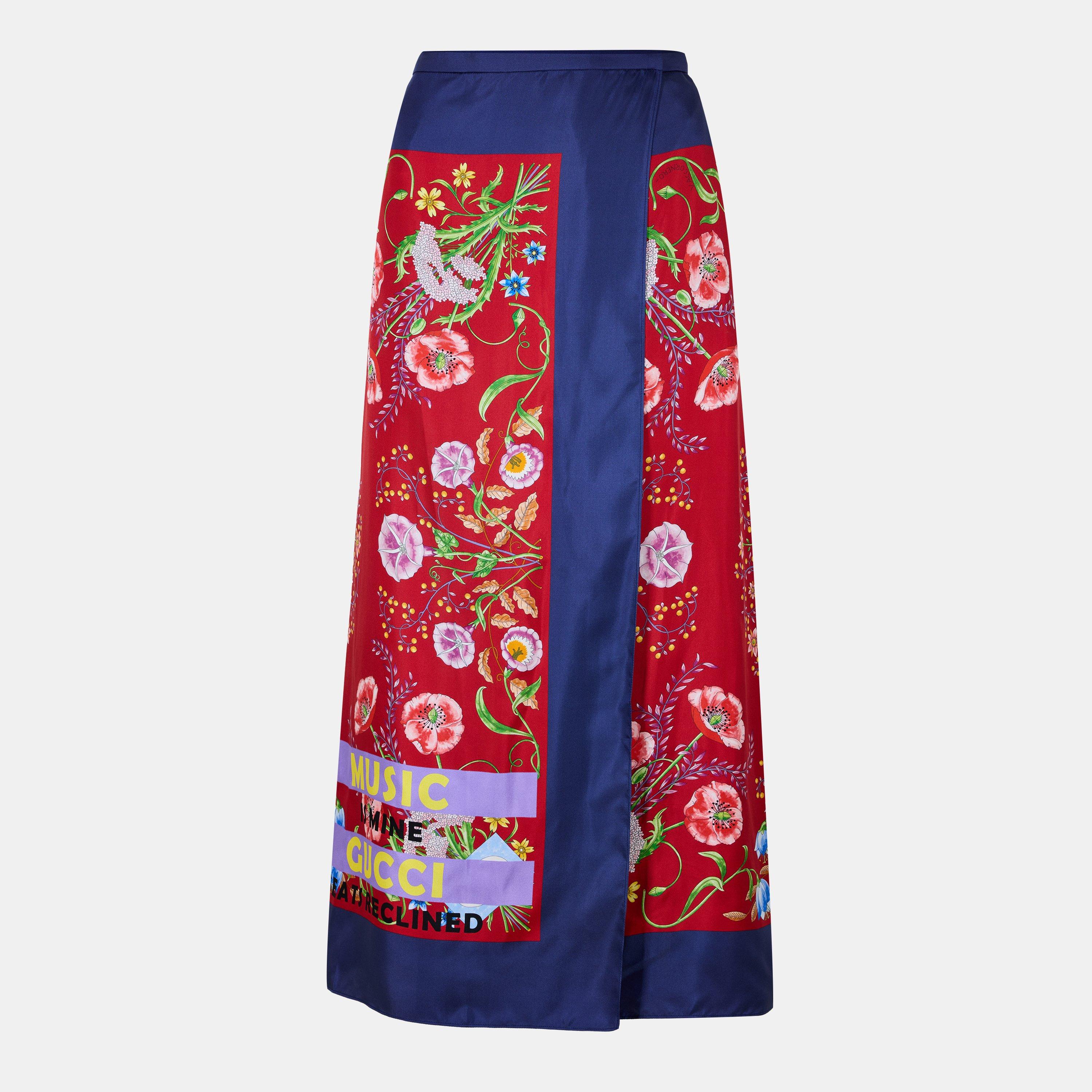 Red/Night Bl/Mc - Gucci - Women's Adjustable Wrap Skirt - 1