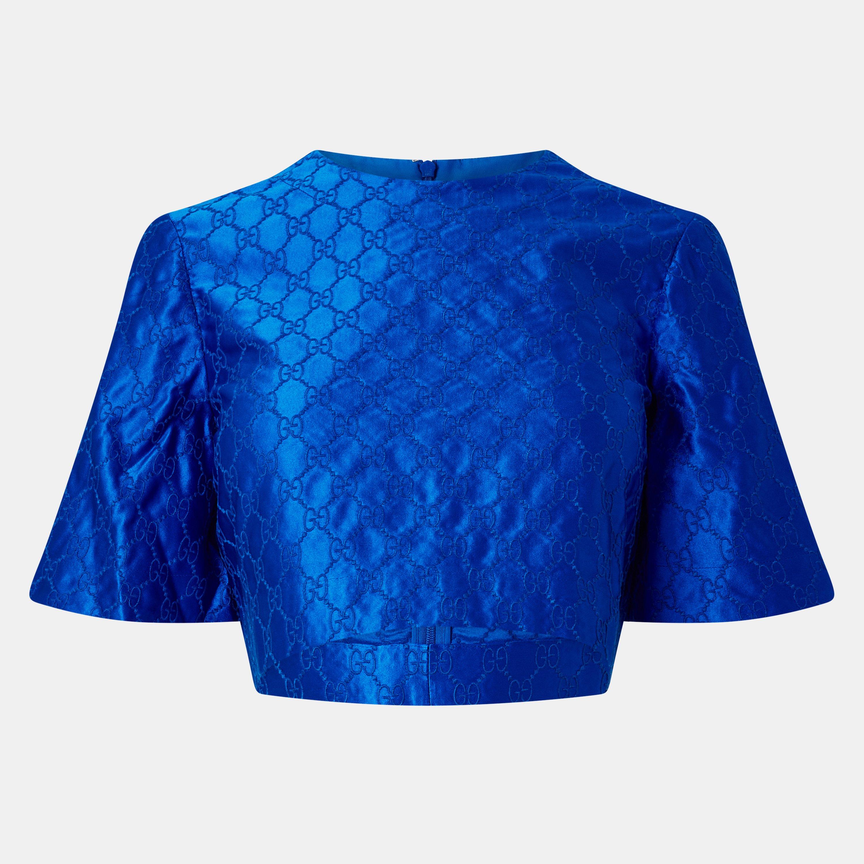 Electric Blue - Gucci - Women's Short Sleeve Cropped Crop Top - 1