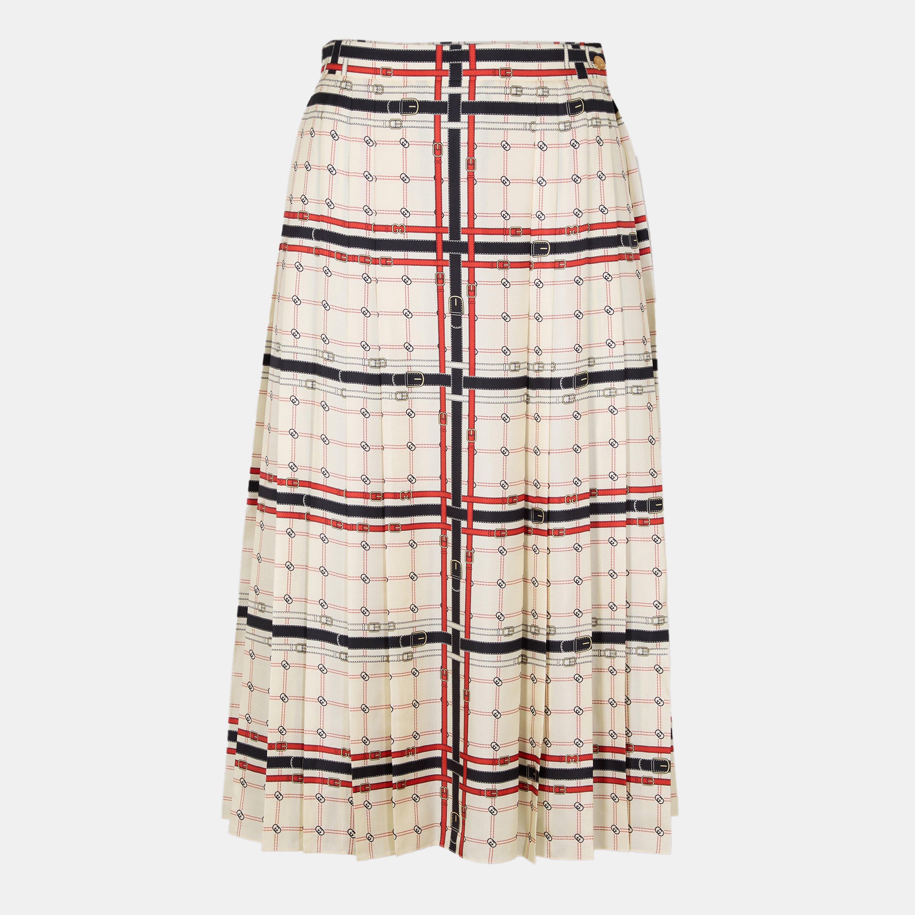 Gucci Women's G Chain Silk Midi Skirt