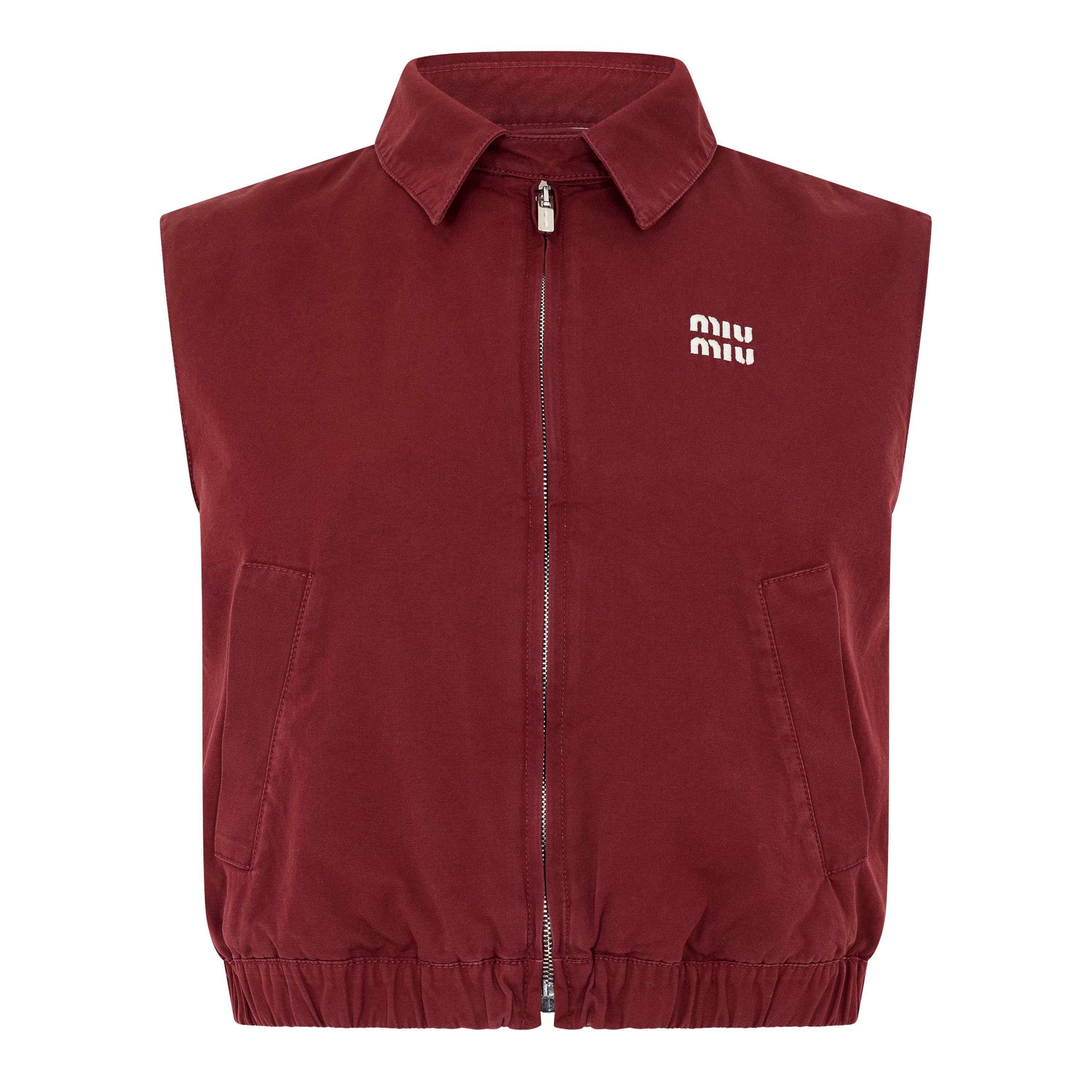 Miu Miu Washed Poplin Vest - Amaranto - Size 40 (UK 8)