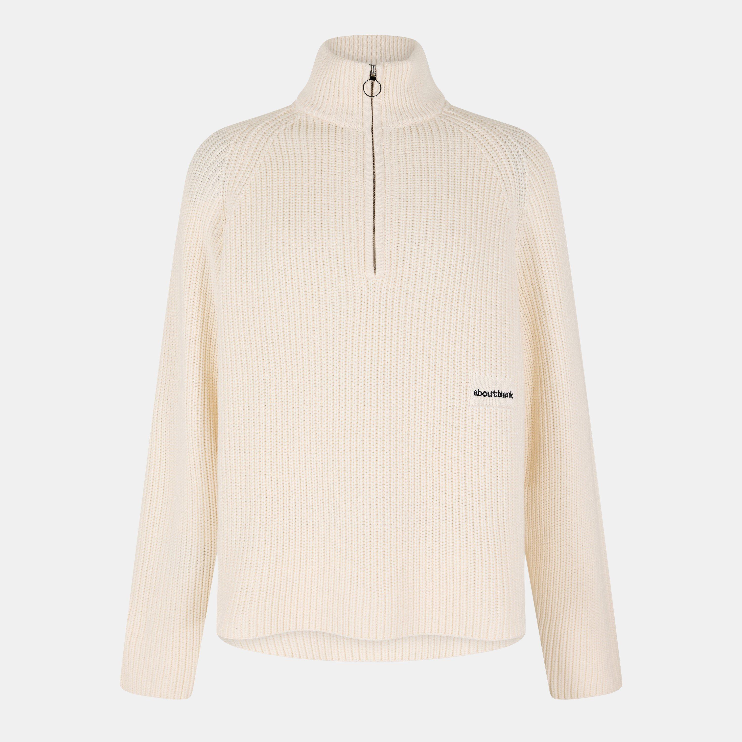 Ecru - about:blank - Mens Funnel Quarter Zip - 1
