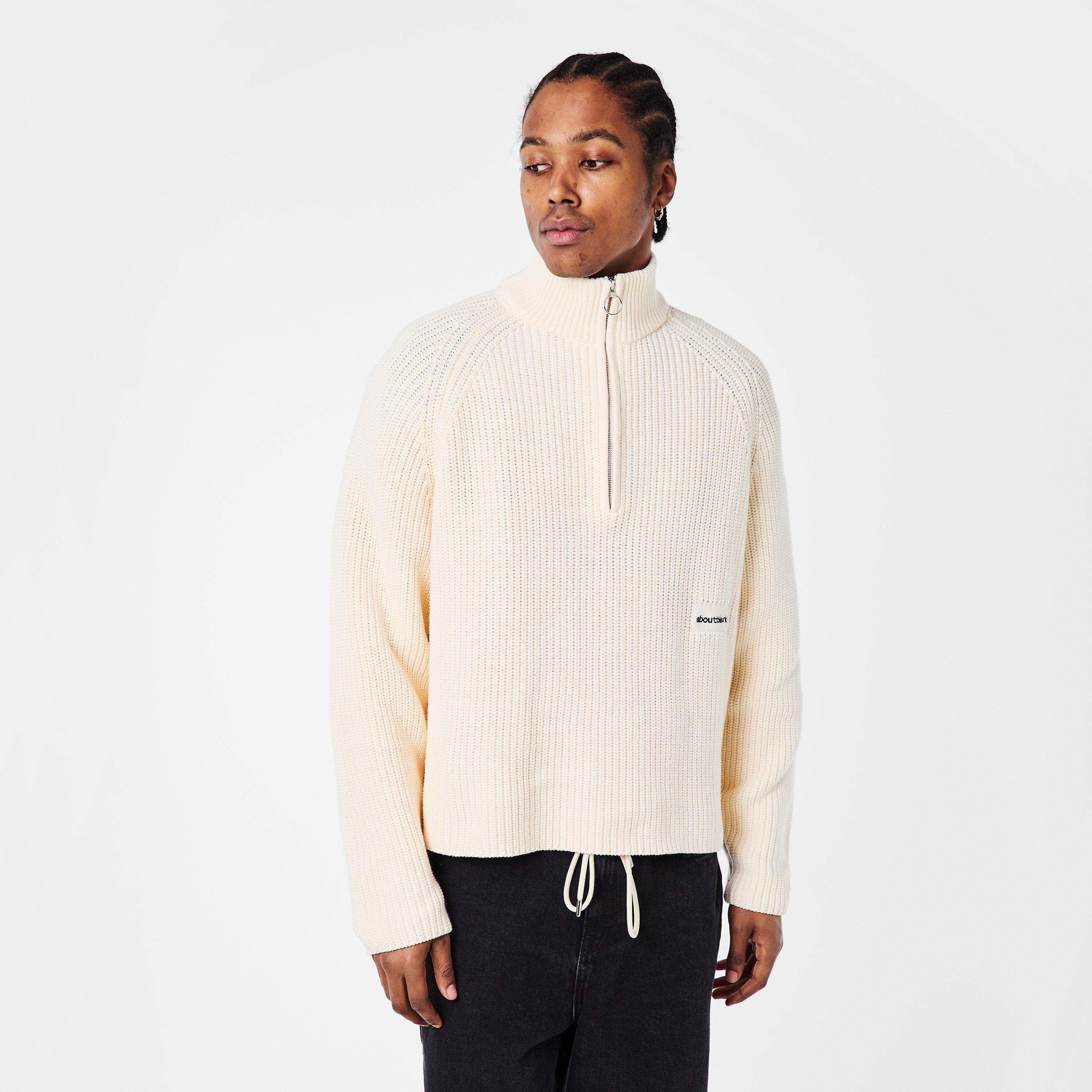 Ecru - about:blank - Mens Funnel Quarter Zip - 3