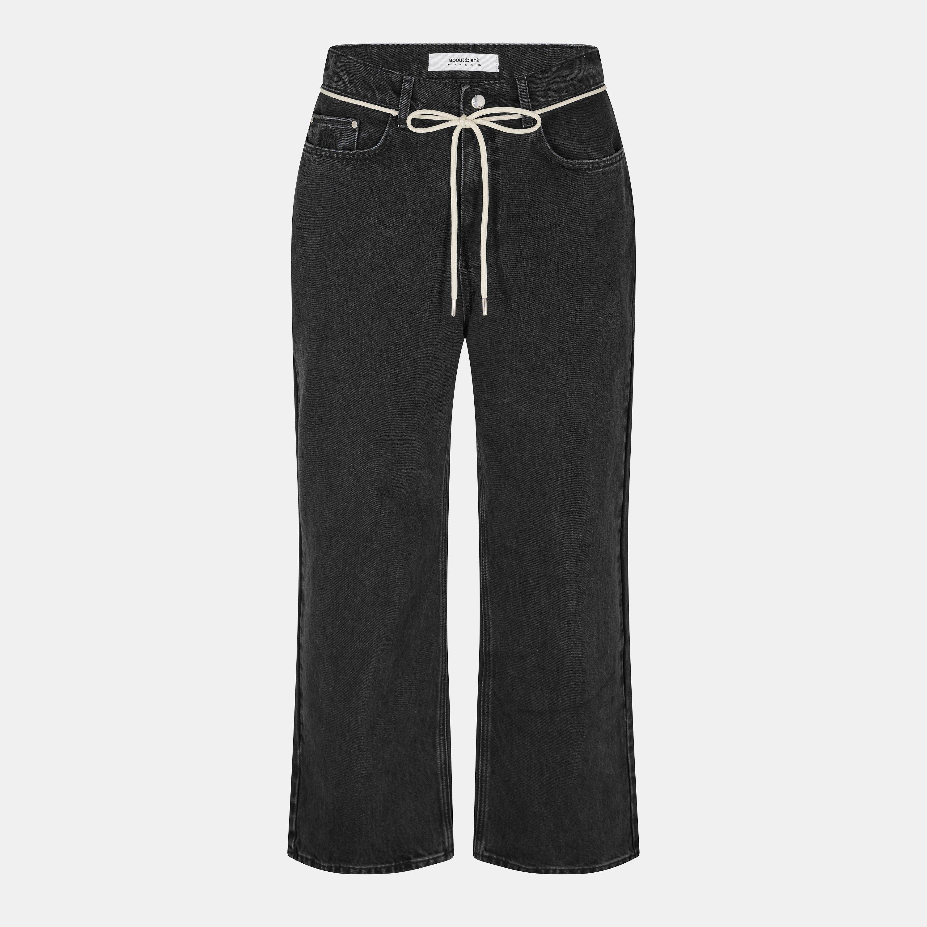 Black - about:blank - Men's Relaxed Fit Cotton Wide Leg Jeans - 1