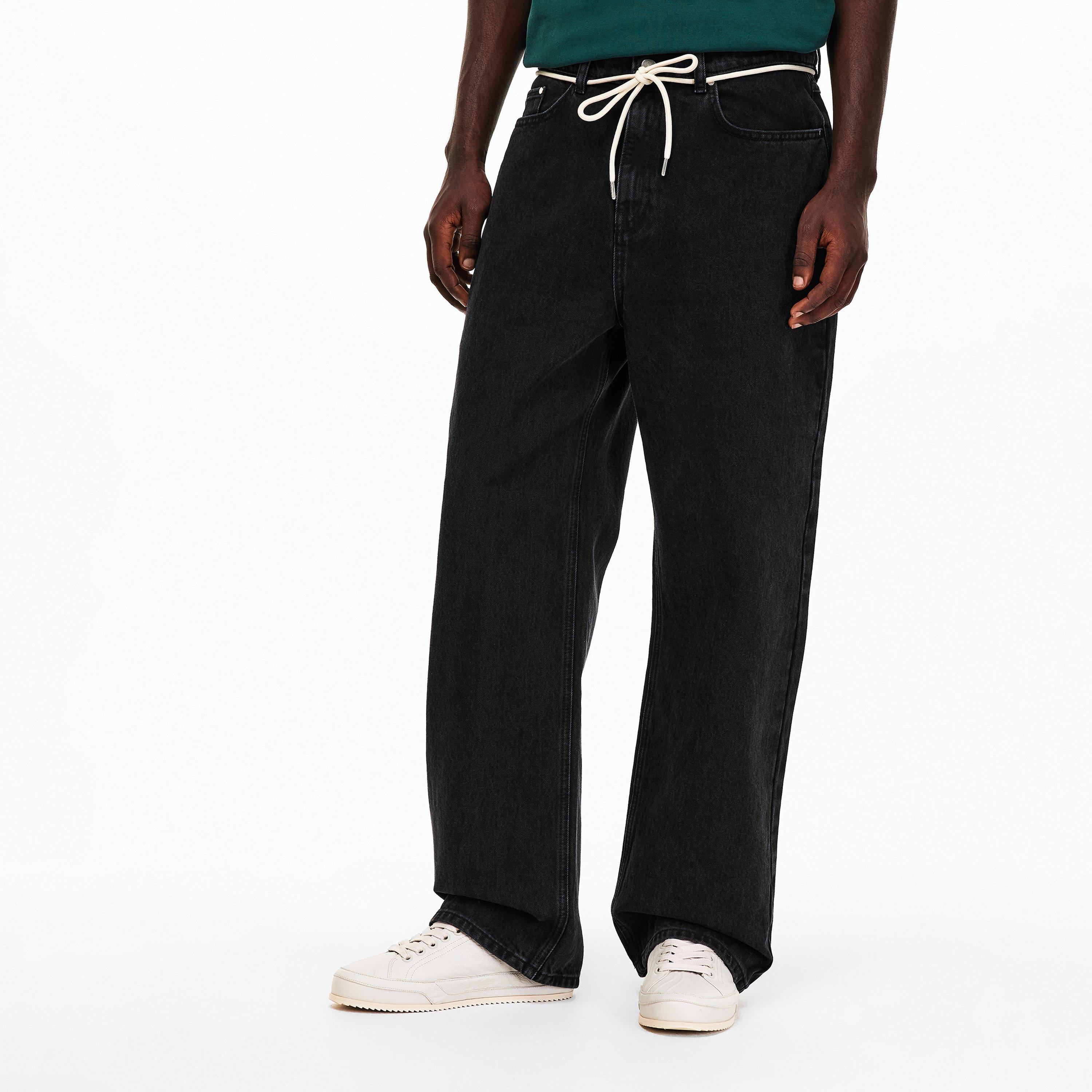 Black - about:blank - Men's Relaxed Fit Cotton Wide Leg Jeans - 3