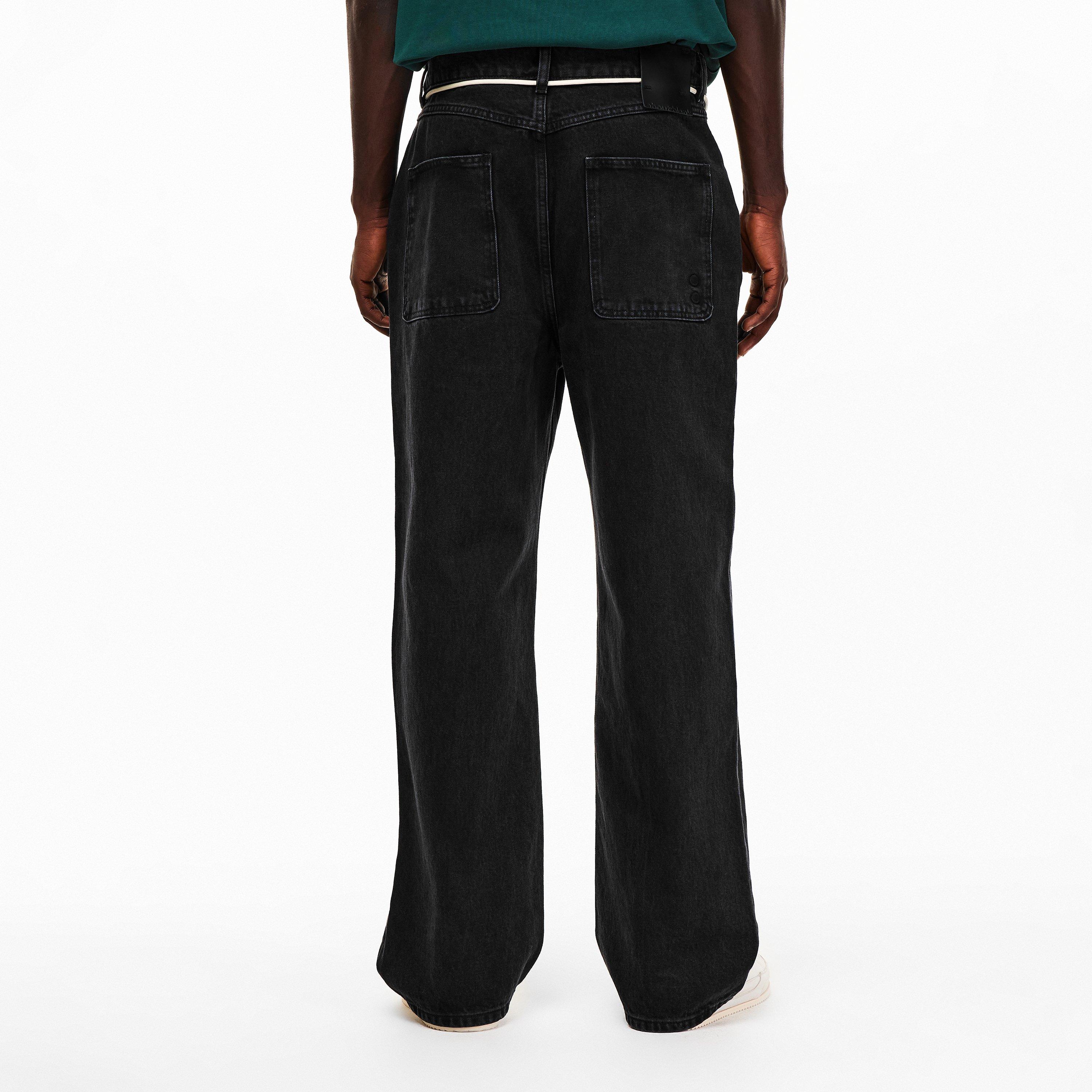 Black - about:blank - Men's Relaxed Fit Cotton Wide Leg Jeans - 4