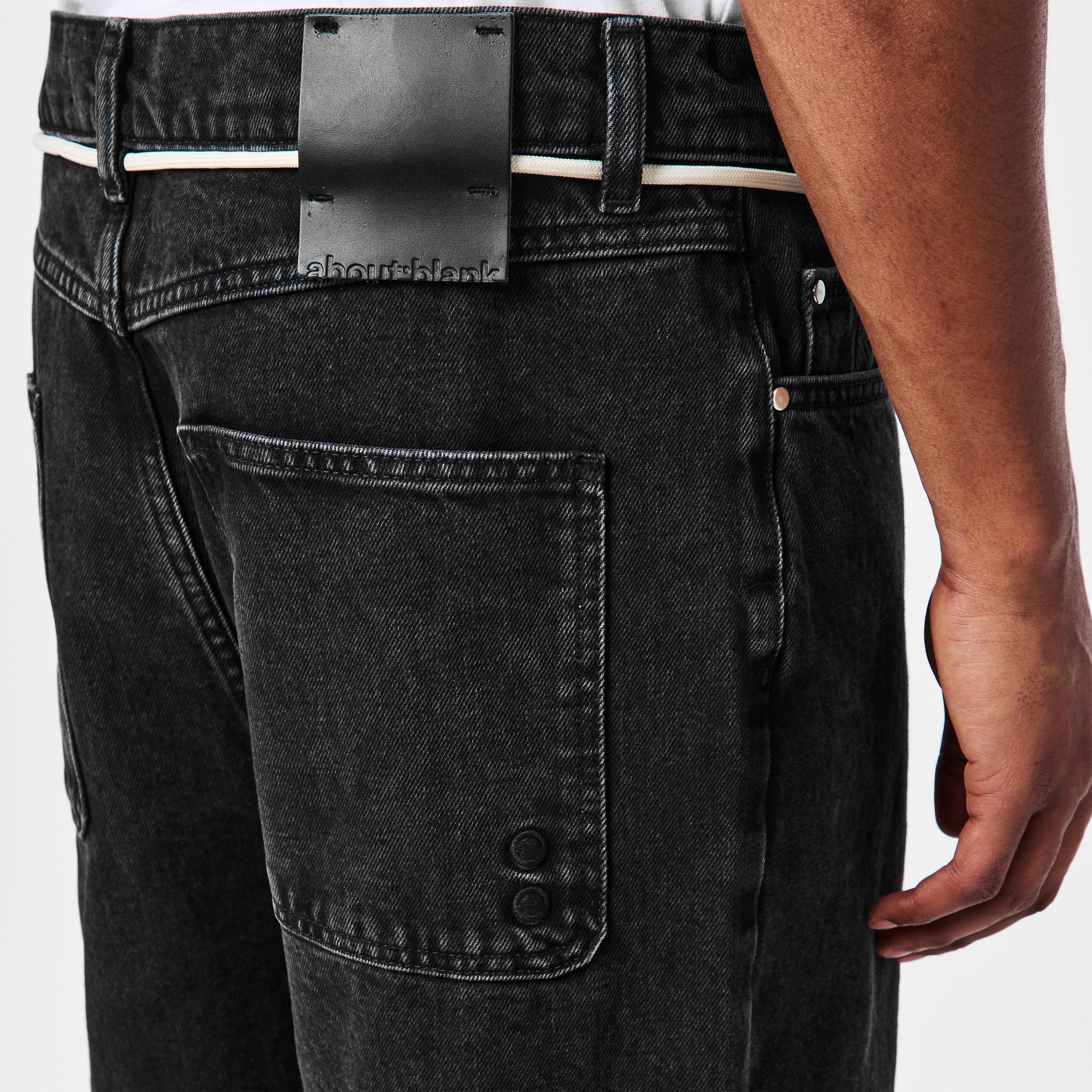 Black - about:blank - Men's Relaxed Fit Cotton Wide Leg Jeans - 5