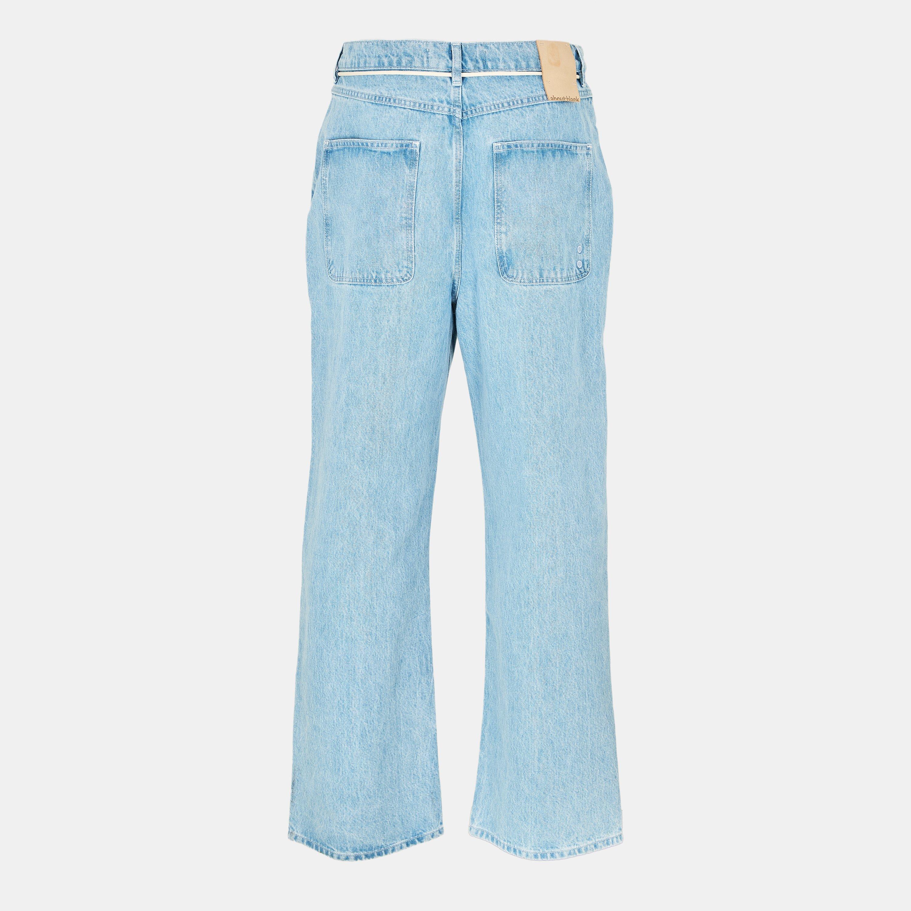 Light Blue Wash - about:blank - Men's Relaxed Fit Cotton Wide Leg Jeans - 2