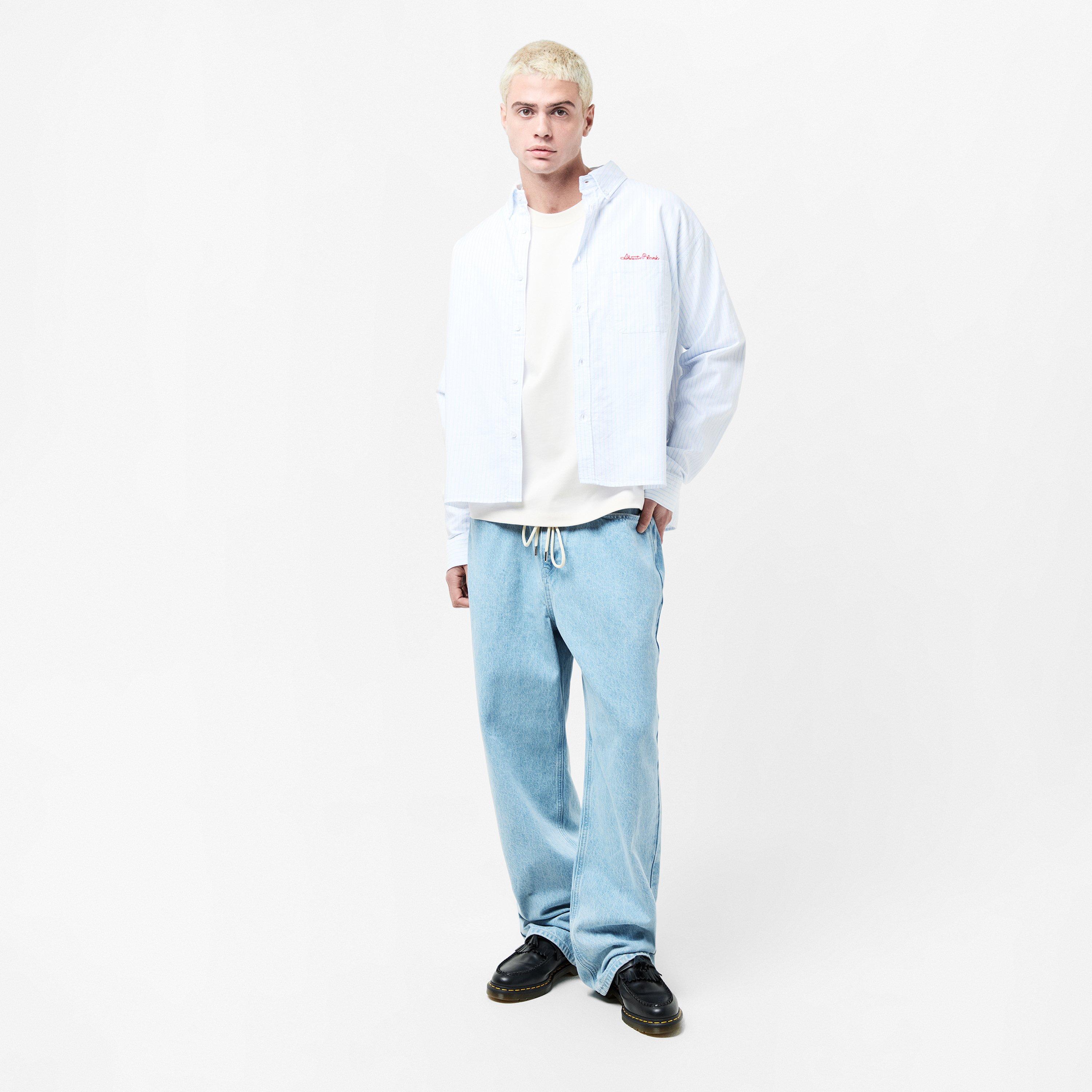Light Blue Wash - about:blank - Men's Relaxed Fit Cotton Wide Leg Jeans - 6