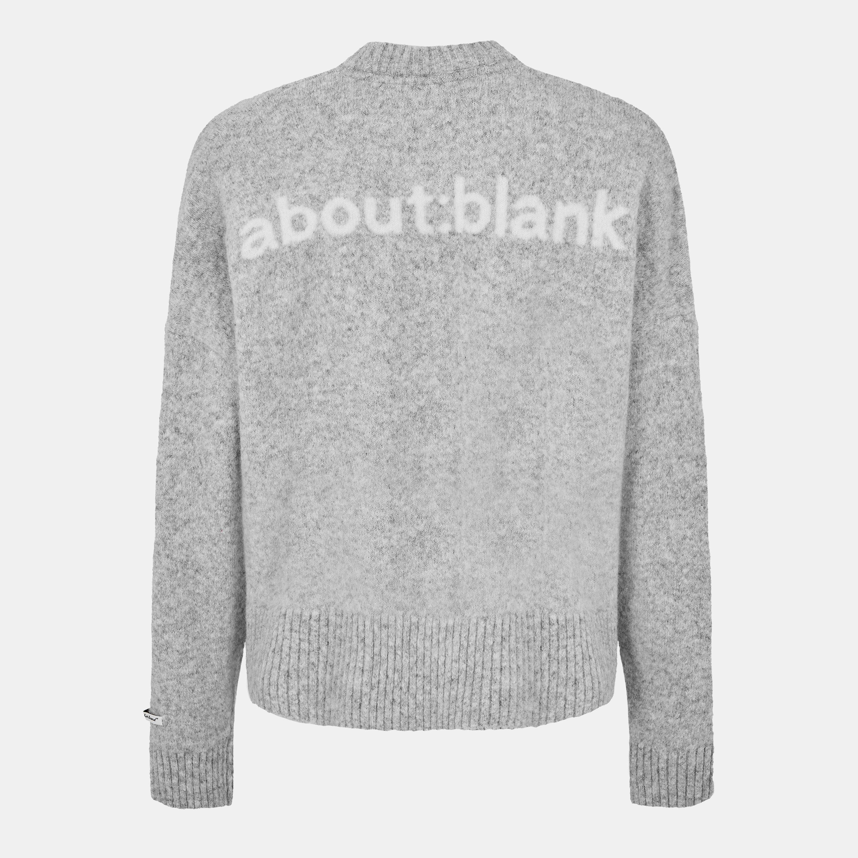 Grey/Ecru - about:blank - Men's Mohair Long Sleeve Crew Neck Jumper - 2