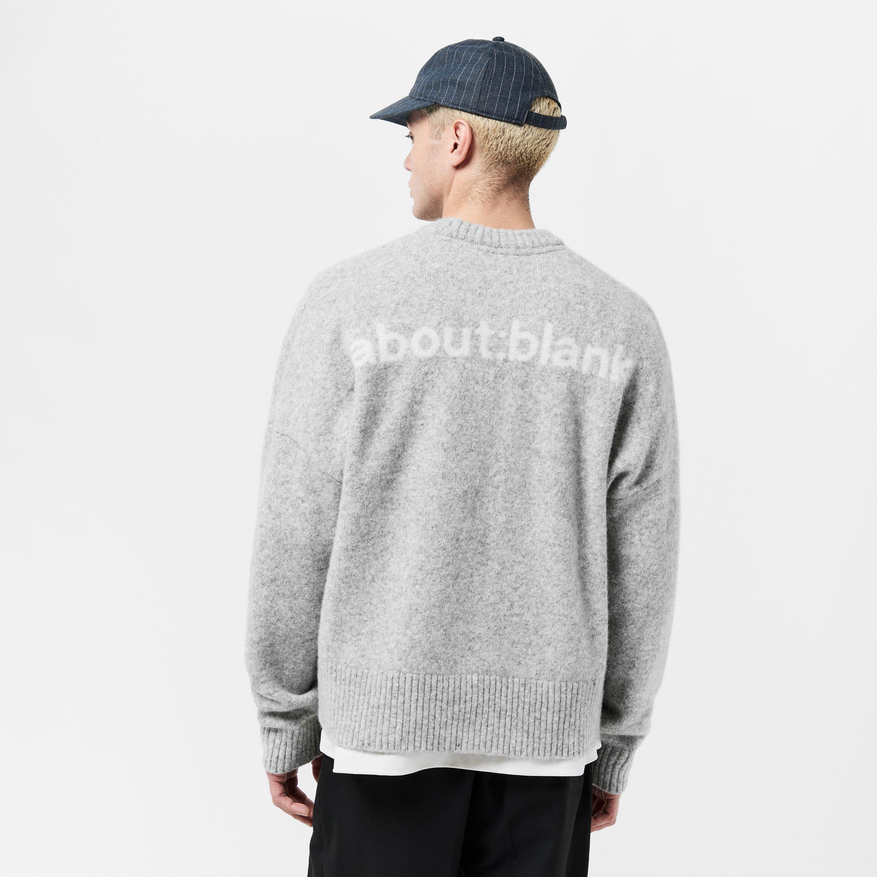 Grey/Ecru - about:blank - Men's Mohair Long Sleeve Crew Neck Jumper - 4