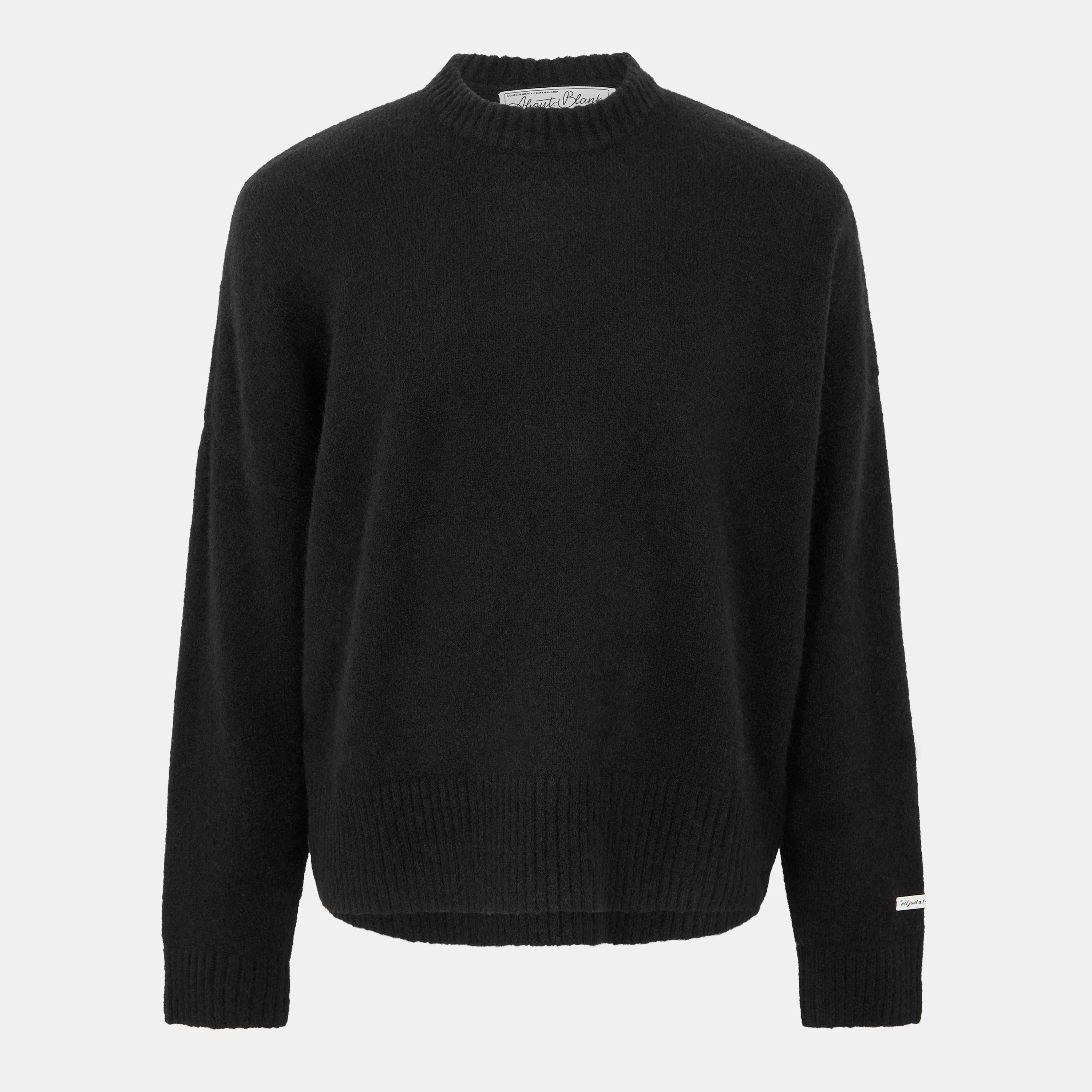 Black/Ecru - about:blank - Men's Mohair Long Sleeve Crew Neck Jumper - 1