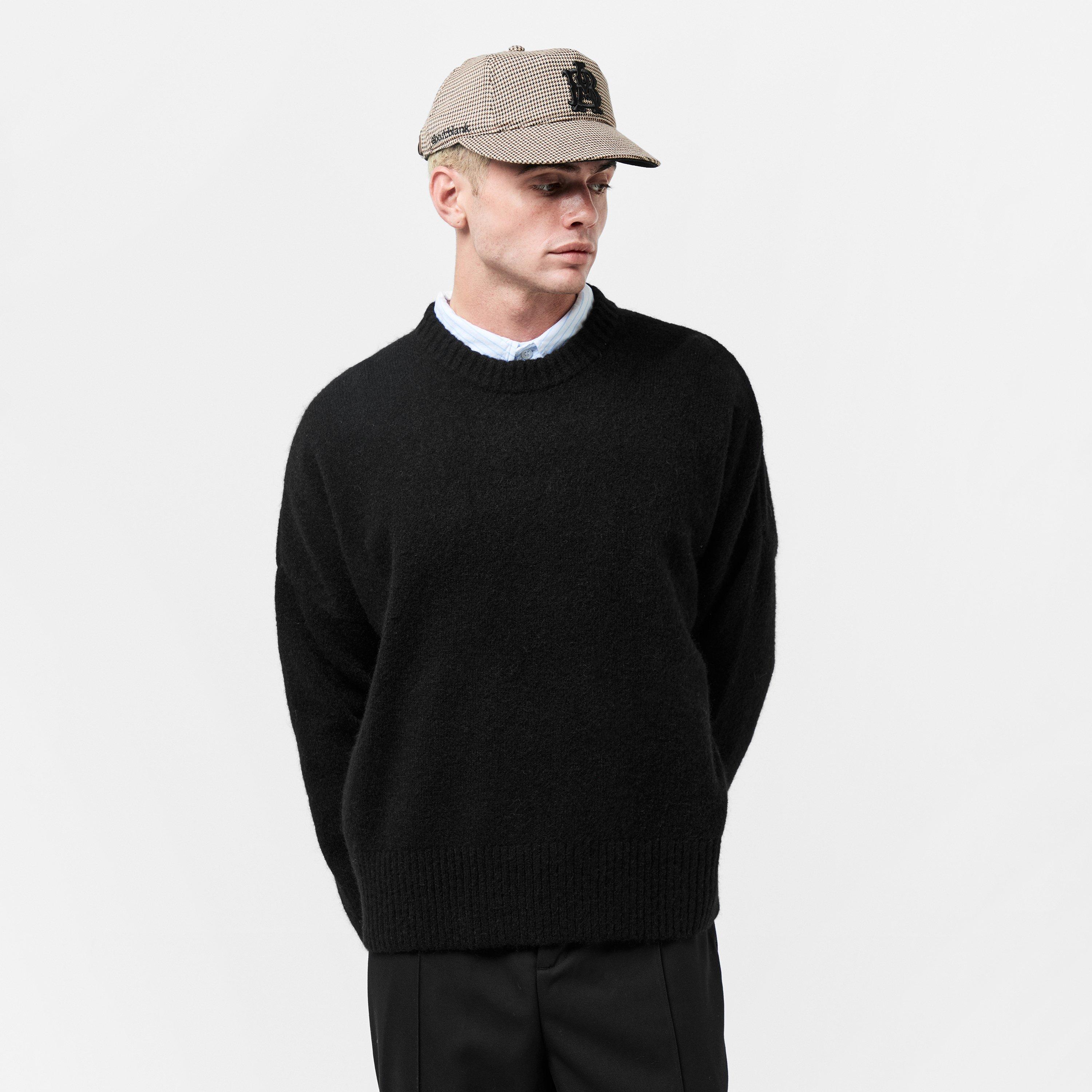 Black/Ecru - about:blank - Men's Mohair Long Sleeve Crew Neck Jumper - 3