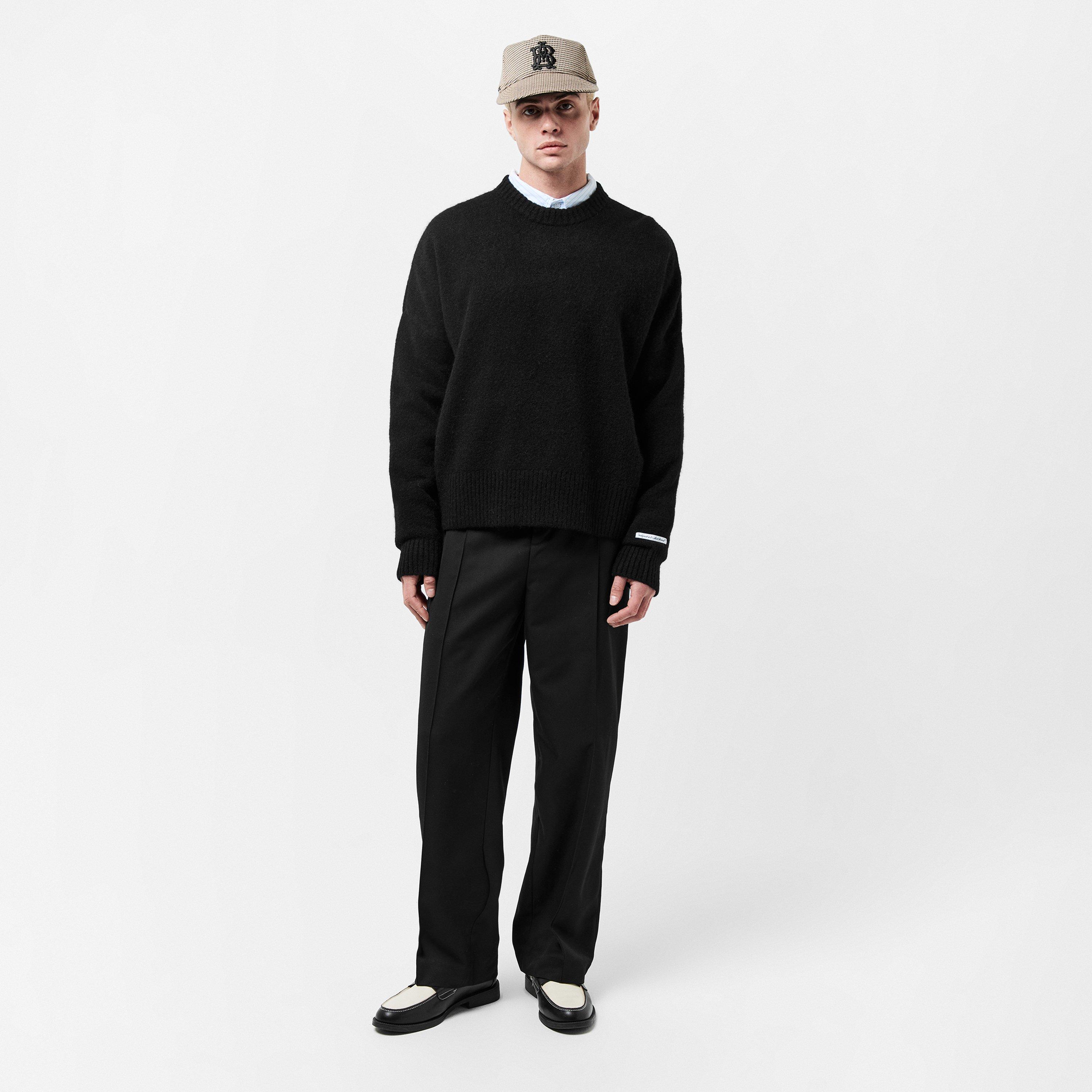 Black/Ecru - about:blank - Men's Mohair Long Sleeve Crew Neck Jumper - 6