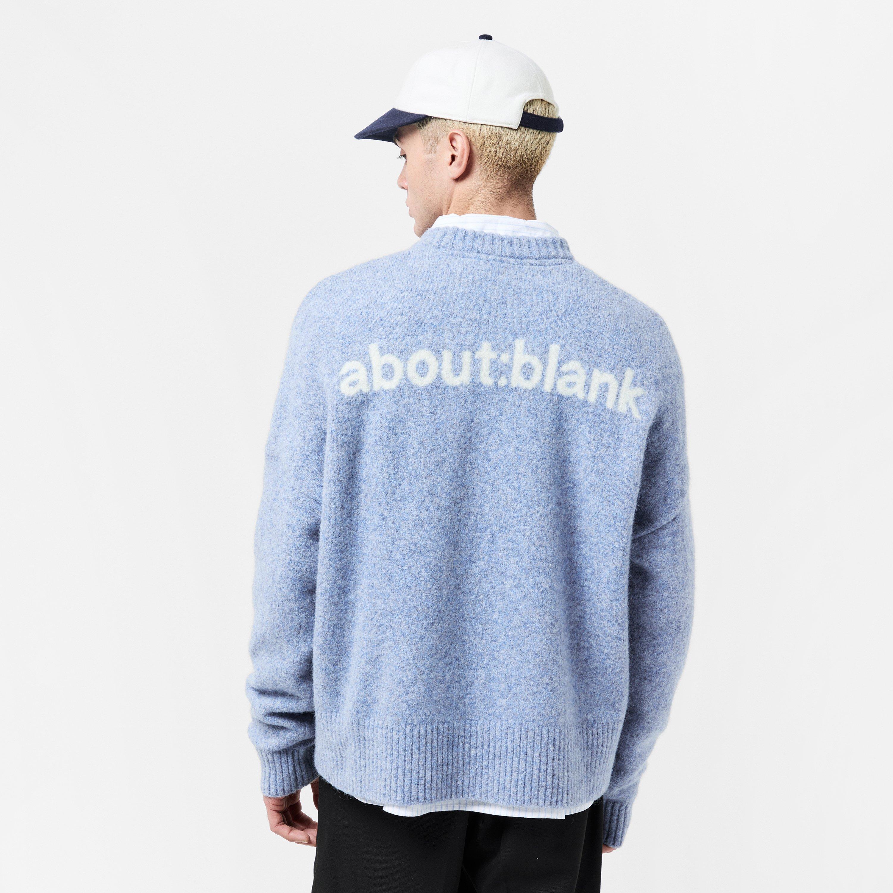 Blue/Ecru - about:blank - Men's Mohair Long Sleeve Crew Neck Jumper - 4