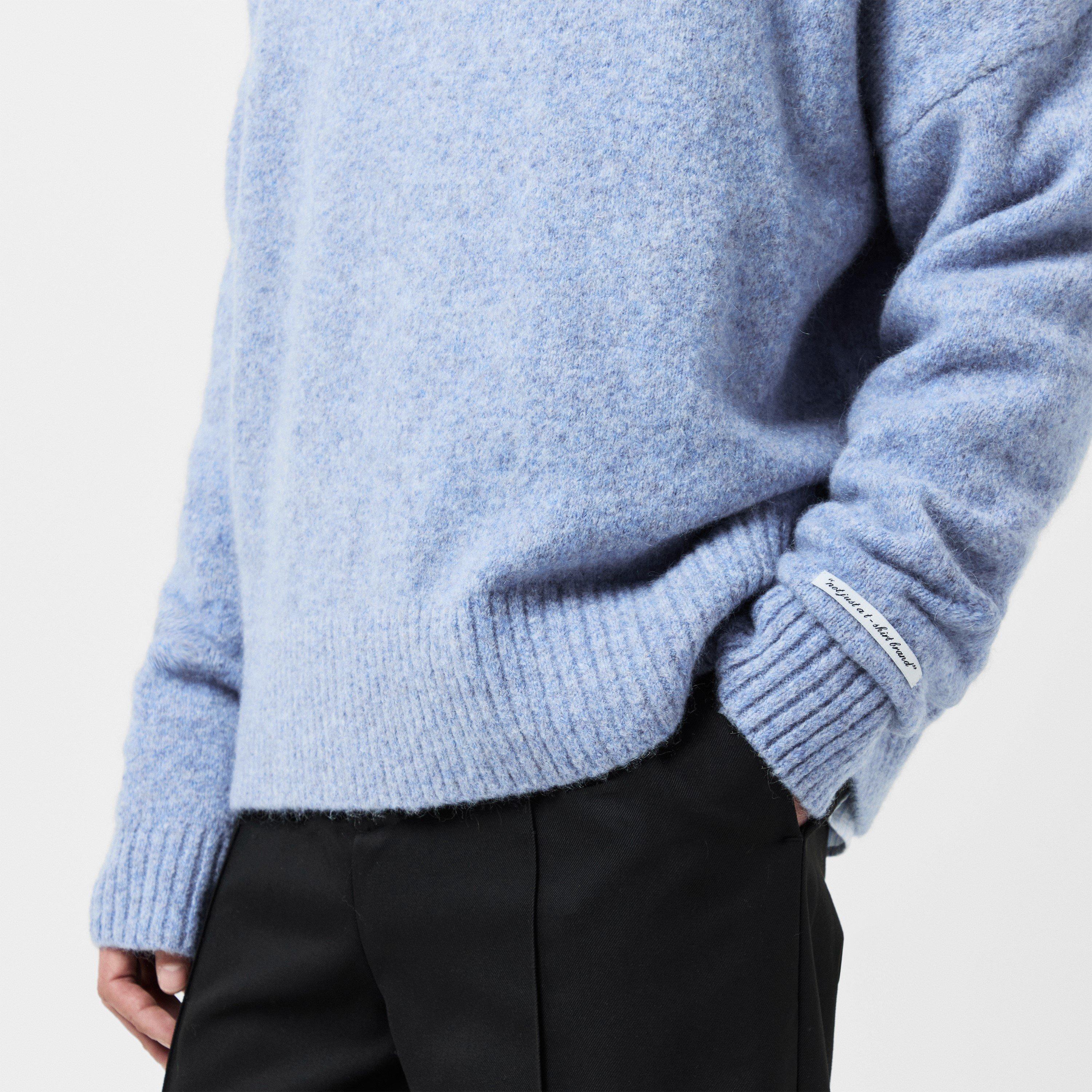 Blue/Ecru - about:blank - Men's Mohair Long Sleeve Crew Neck Jumper - 5
