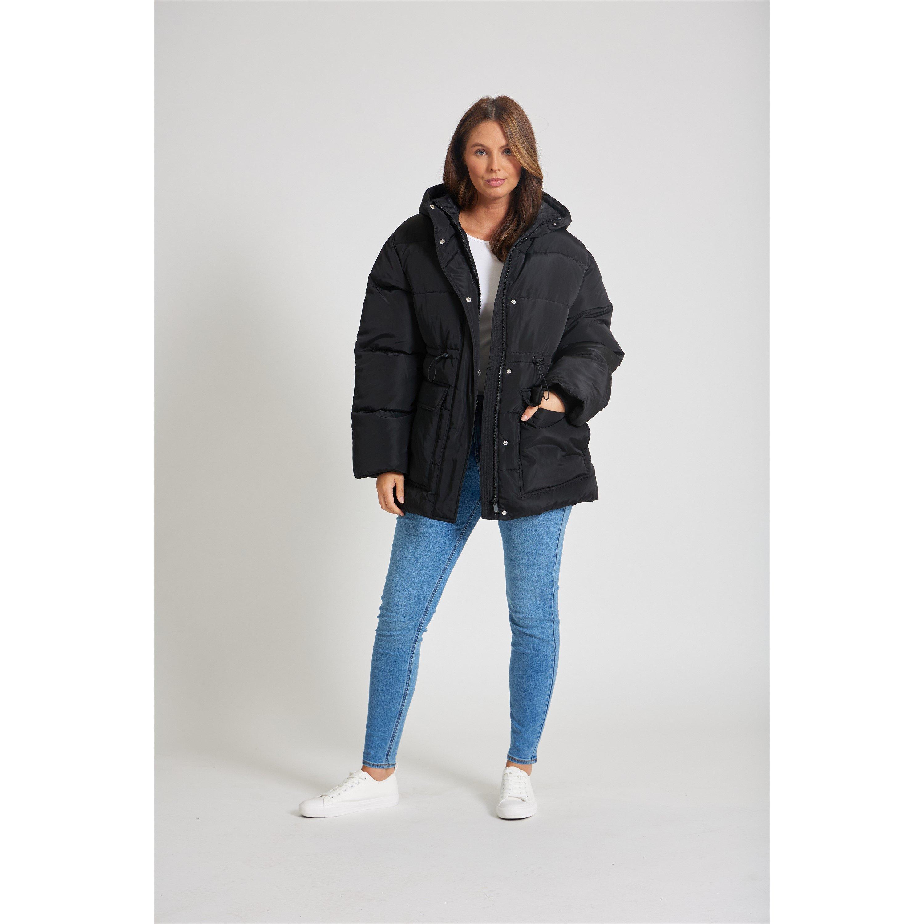 BLACK - Be You - Drawstring Short Padded Coat - 2