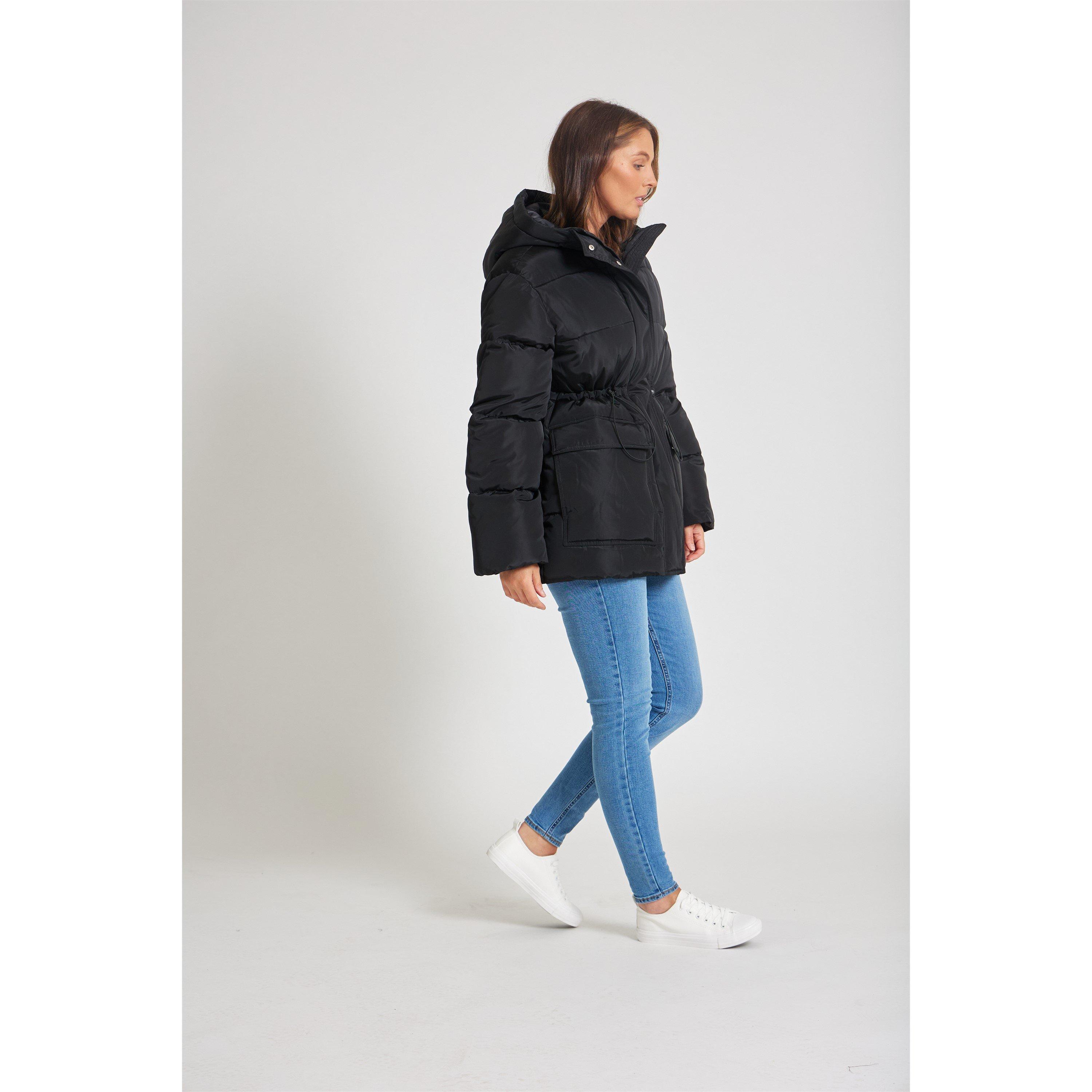 BLACK - Be You - Drawstring Short Padded Coat - 5