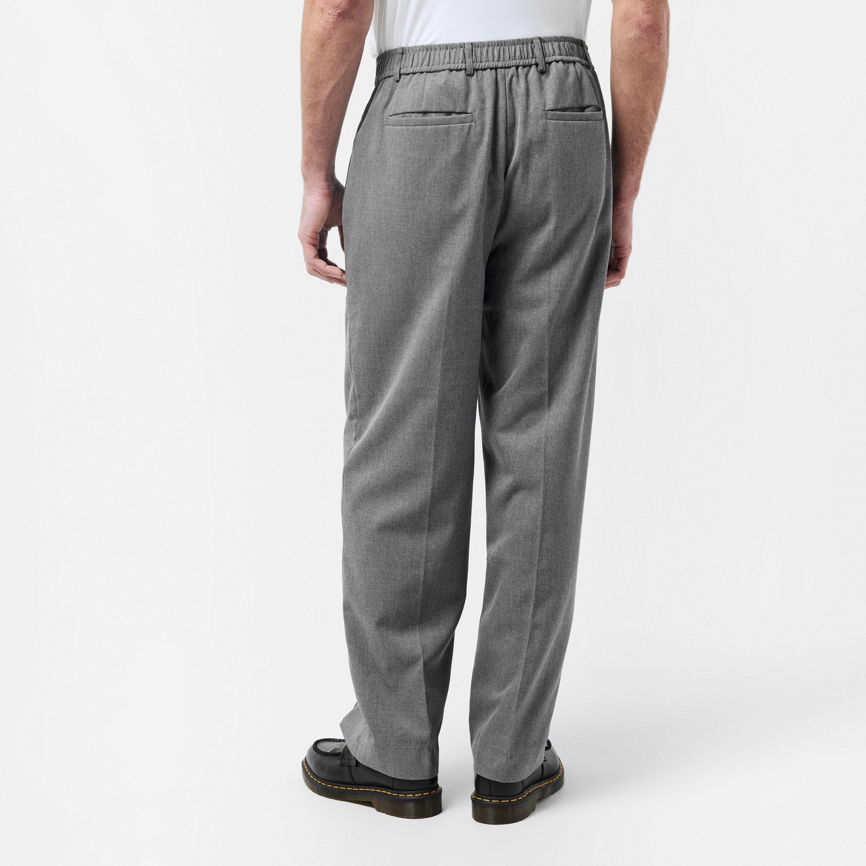 Light Grey - about:blank - Men's Everyday Wide Leg Pleated Trousers - 4