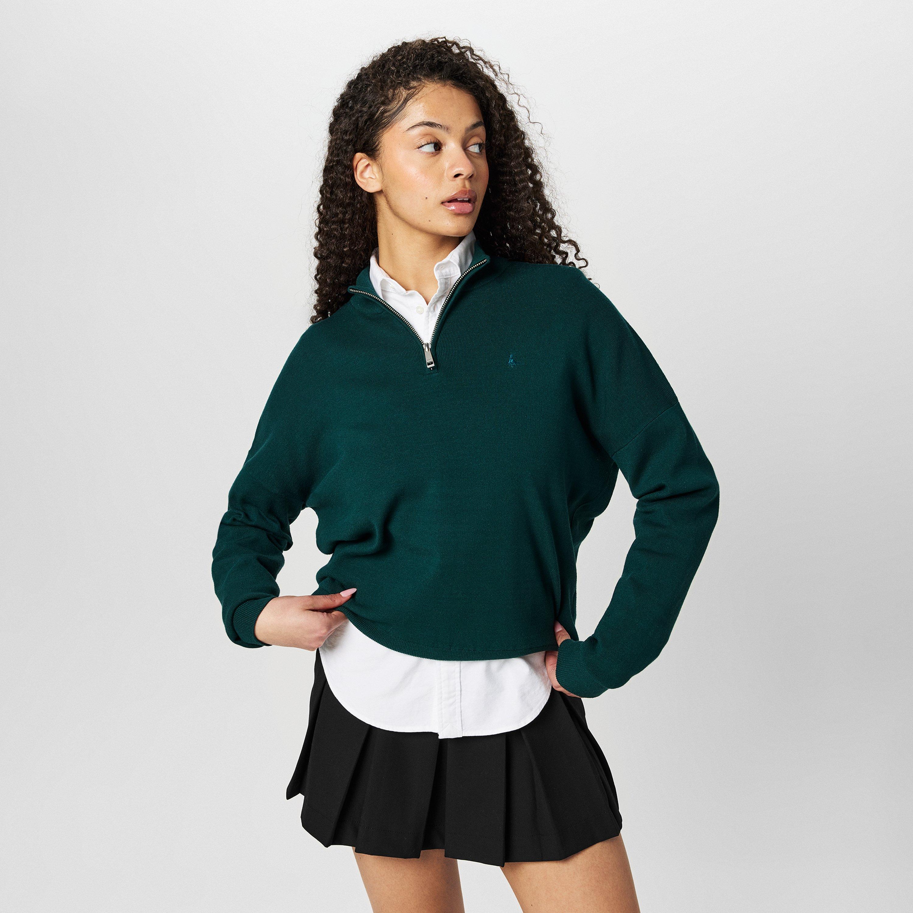 Verde Escuro - Jack Wills - quarter Zip Knitted Top - 3
