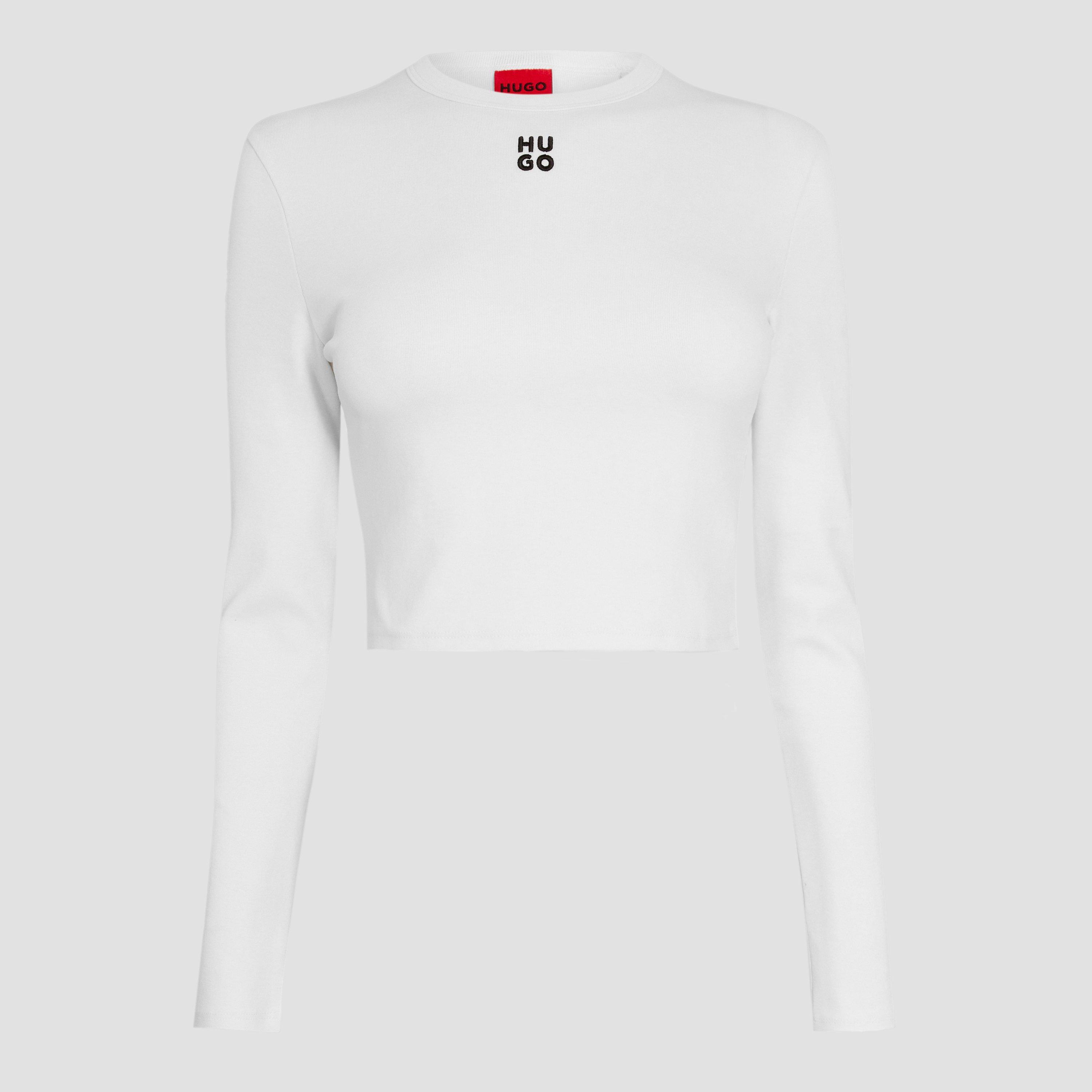White 100 - Hugo - Dafilomena Long Sleeve Crop Top - 1