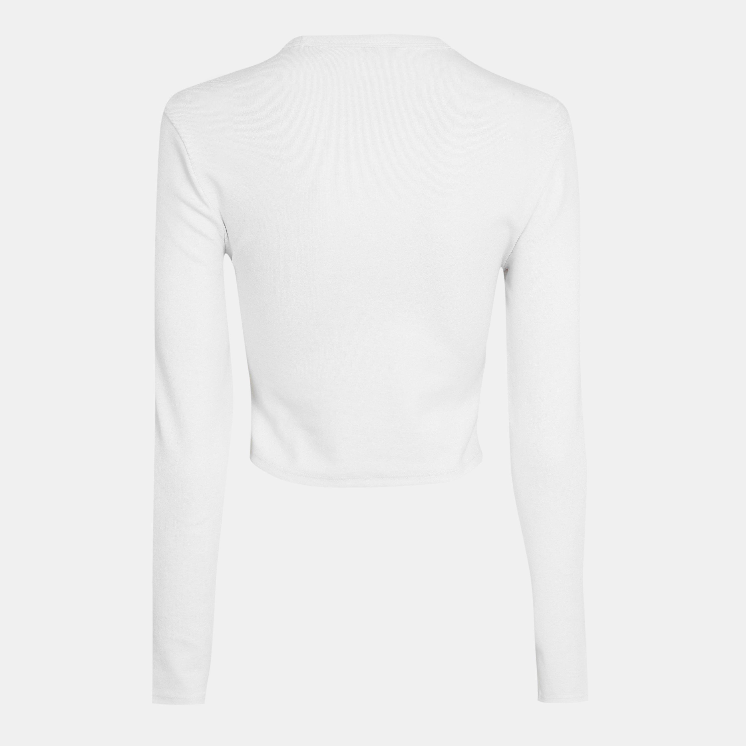 White 100 - Hugo - Dafilomena Long Sleeve Crop Top - 2