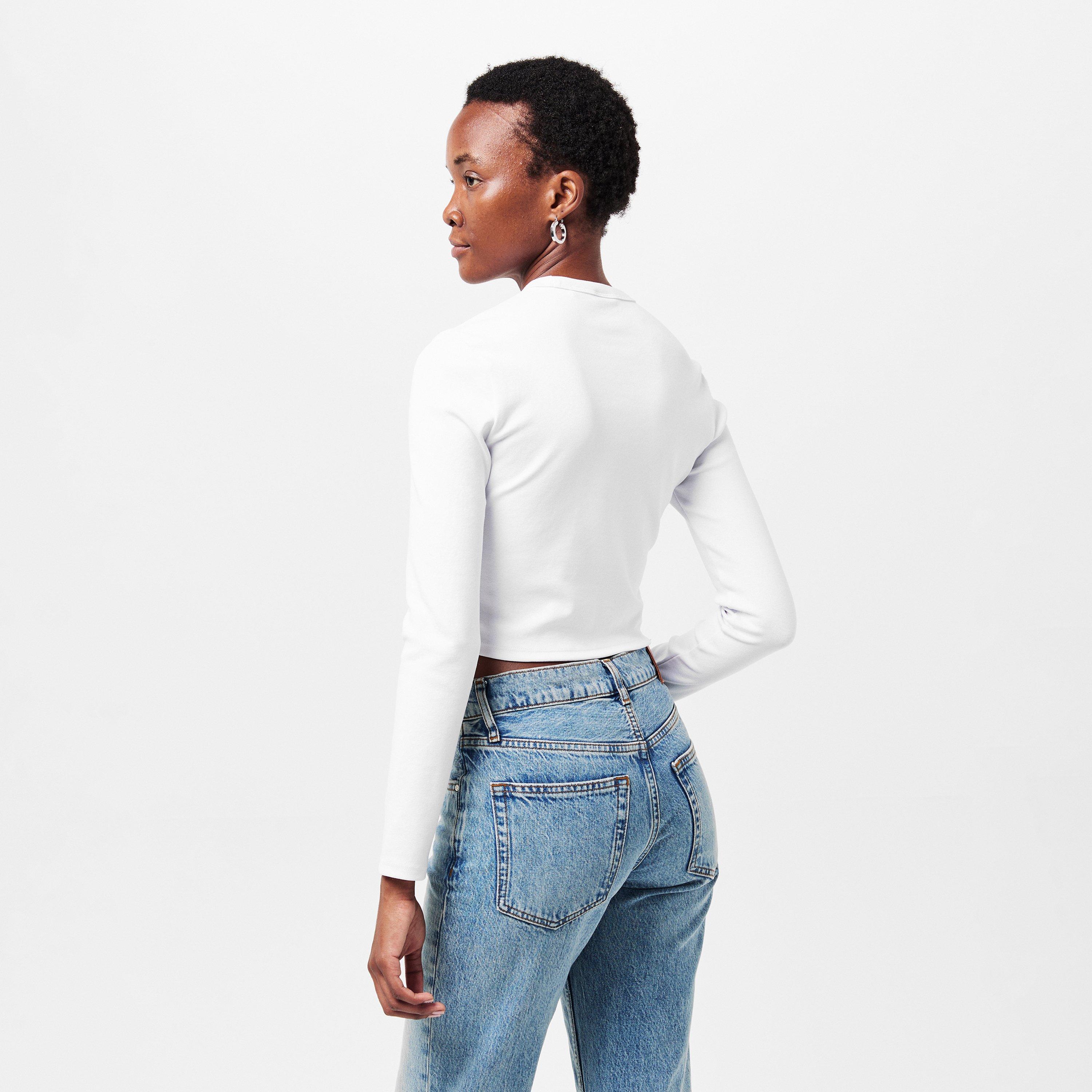 White 100 - Hugo - Dafilomena Long Sleeve Crop Top - 4