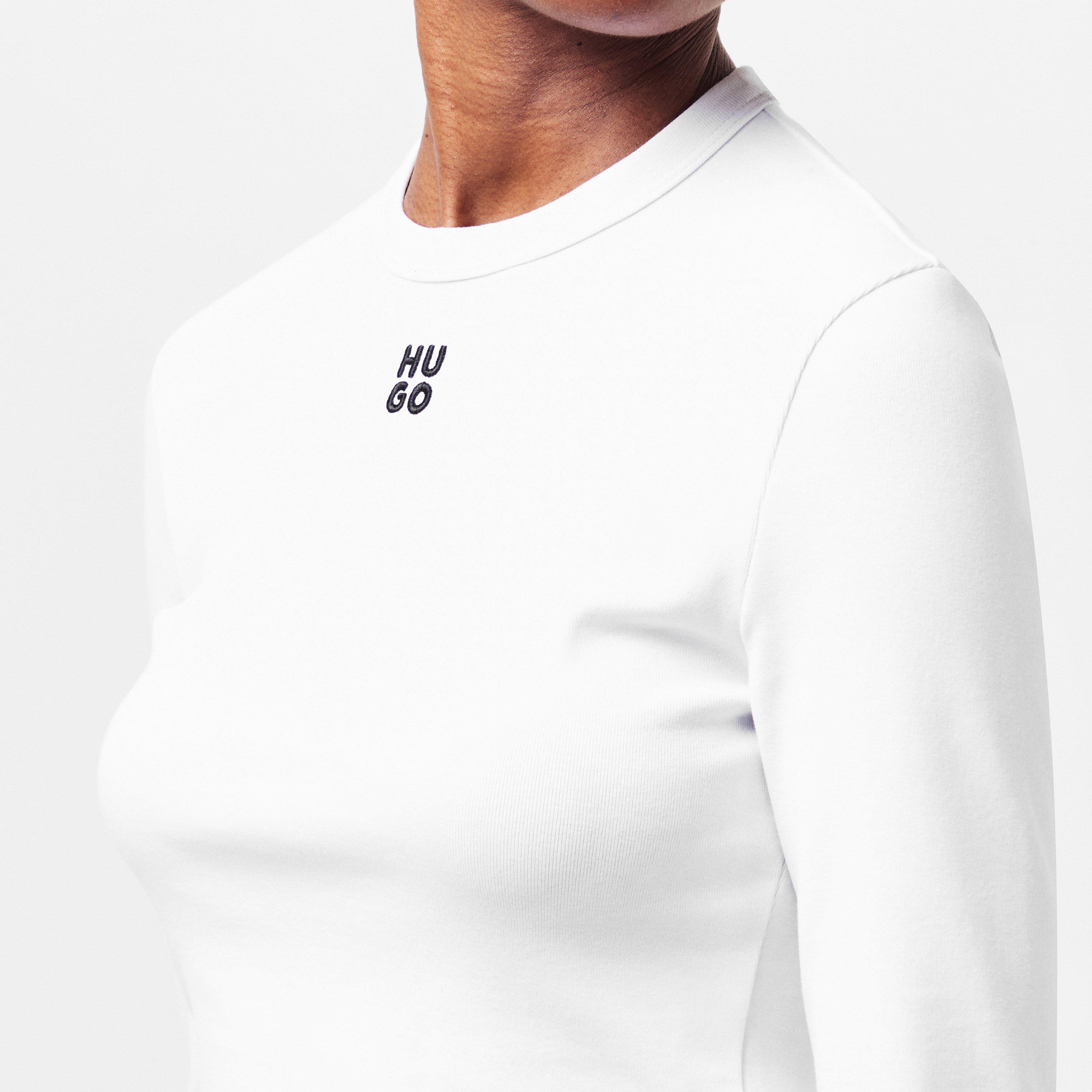 White 100 - Hugo - Dafilomena Long Sleeve Crop Top - 5