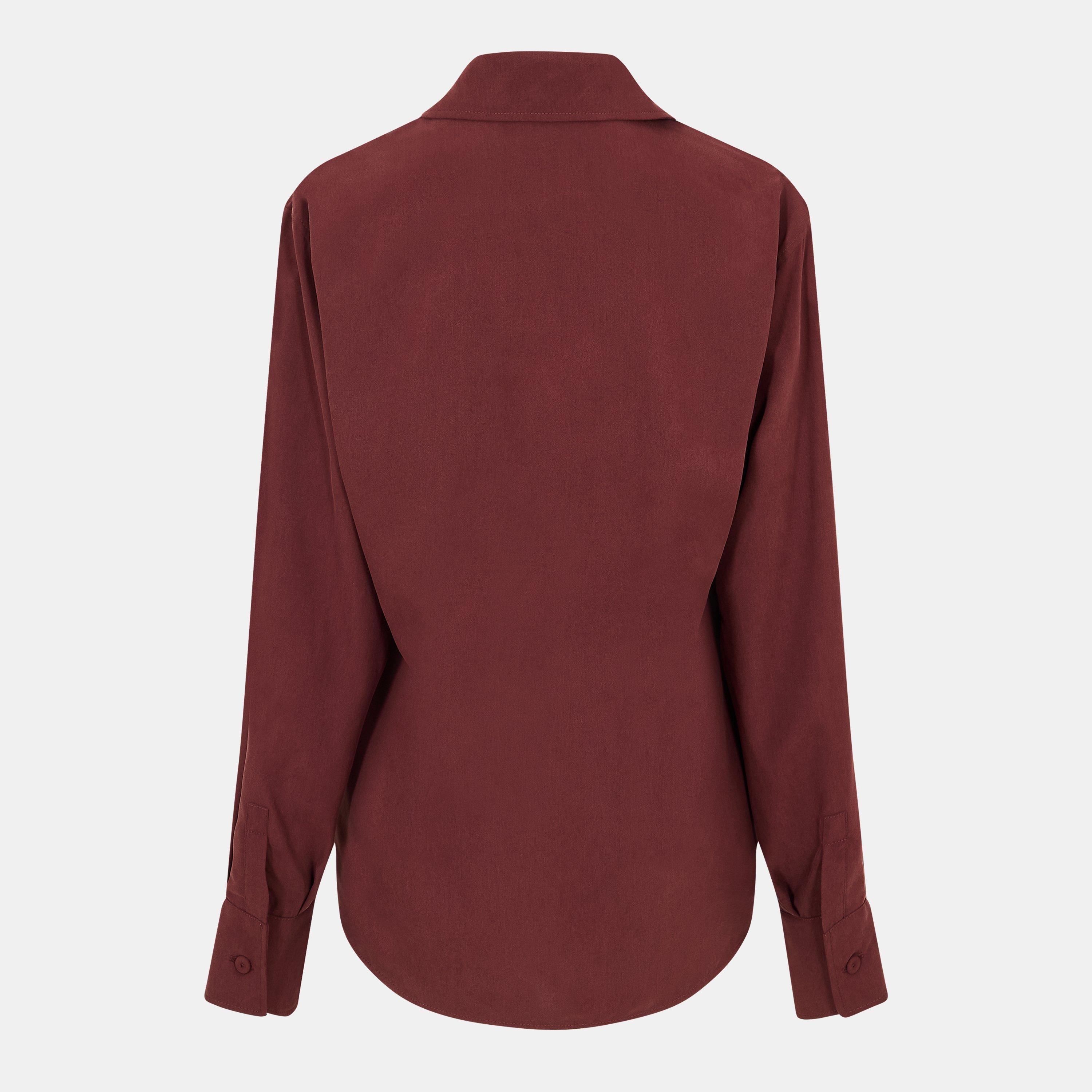Cherry - Max Mara - Women's Mirko Long-Sleeve Plain Shirt - 2