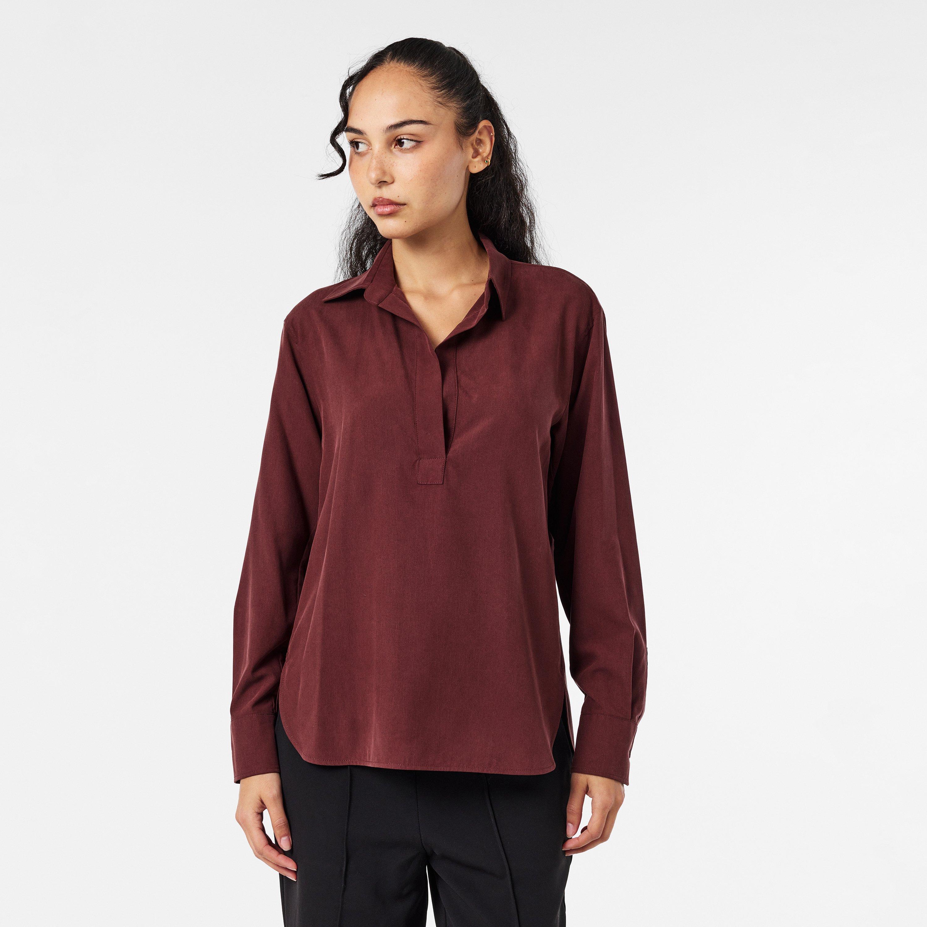 Cherry - Max Mara - Women's Mirko Long-Sleeve Plain Shirt - 3