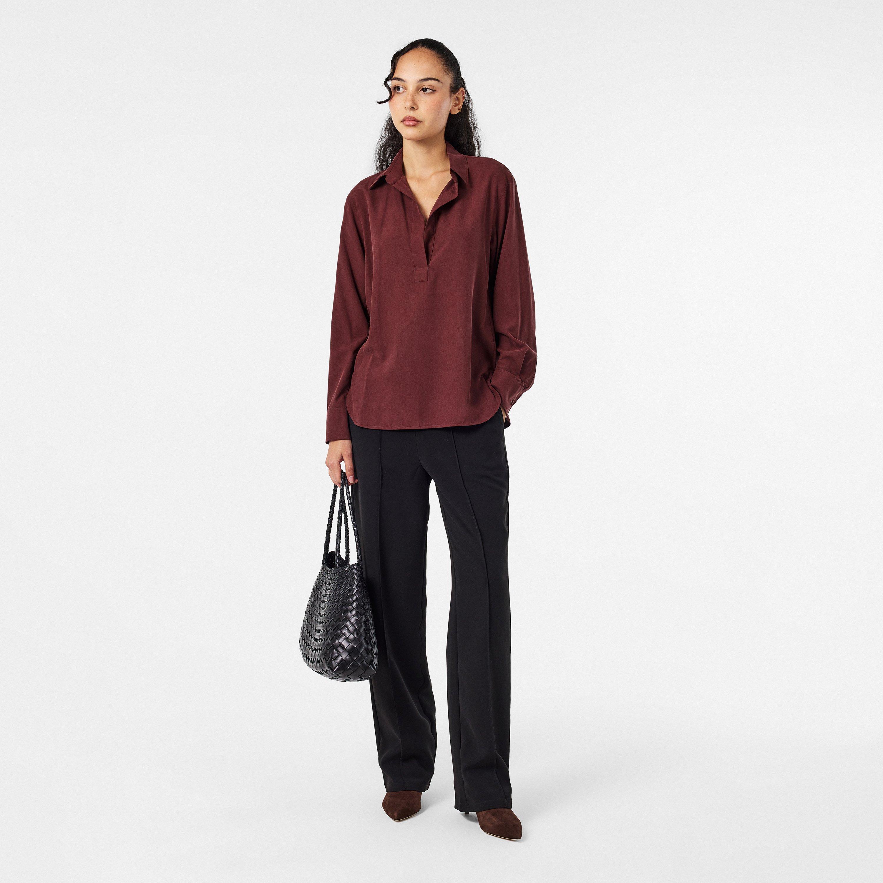 Cherry - Max Mara - Women's Mirko Long-Sleeve Plain Shirt - 6