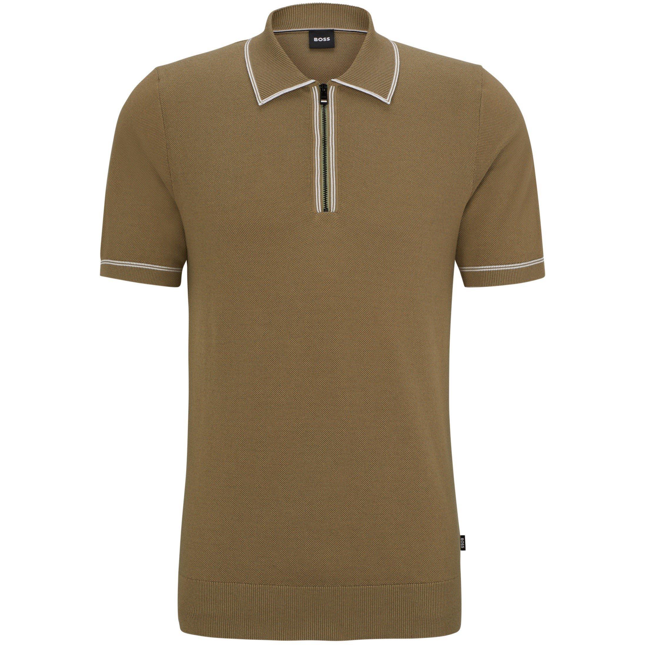 Pastel Green - Boss - Men's Oleonardo quarter Zip Knitted Top