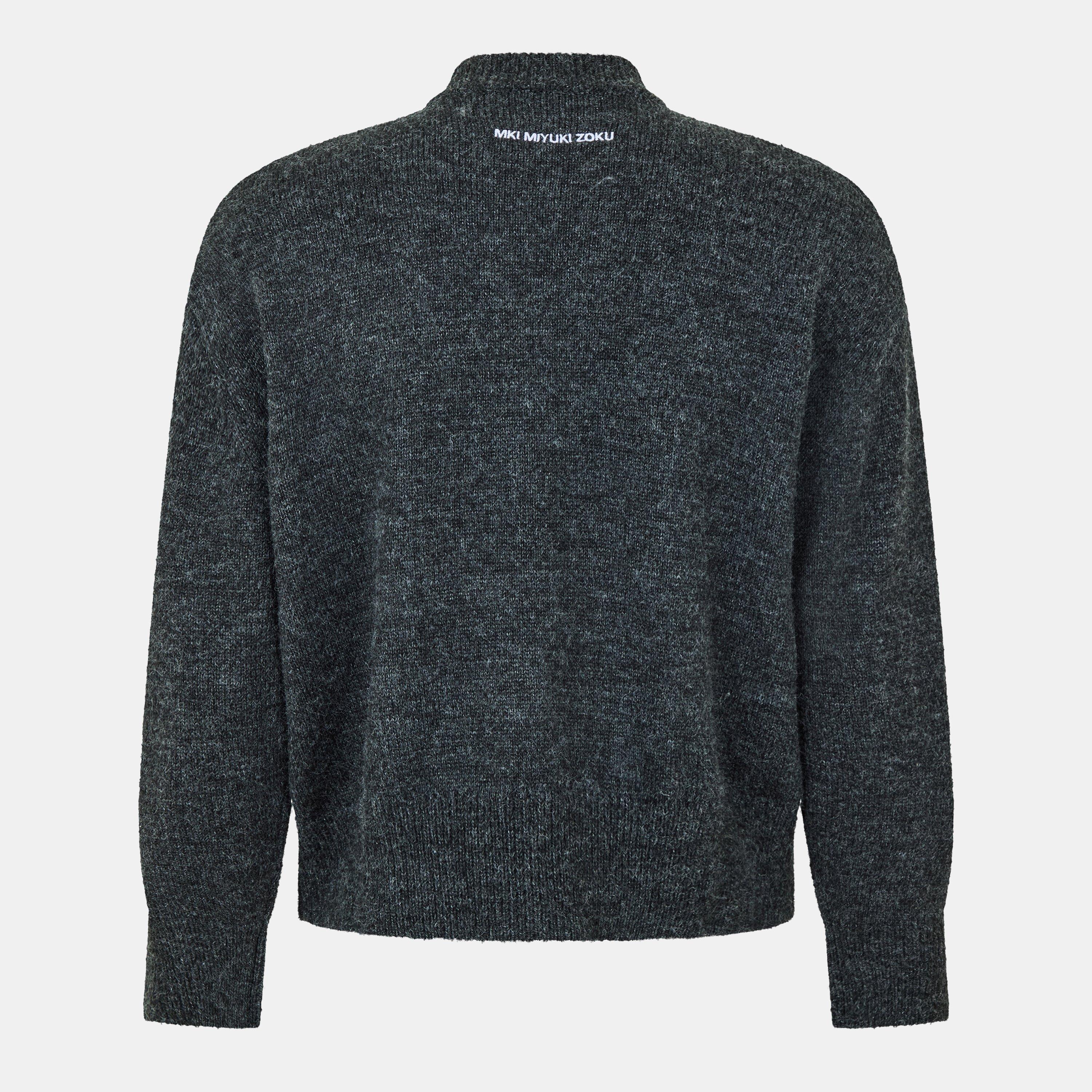 Charcoal - MKI MIYUKI ZOKU - Men's Mohair Crew Neck Jumper - 2