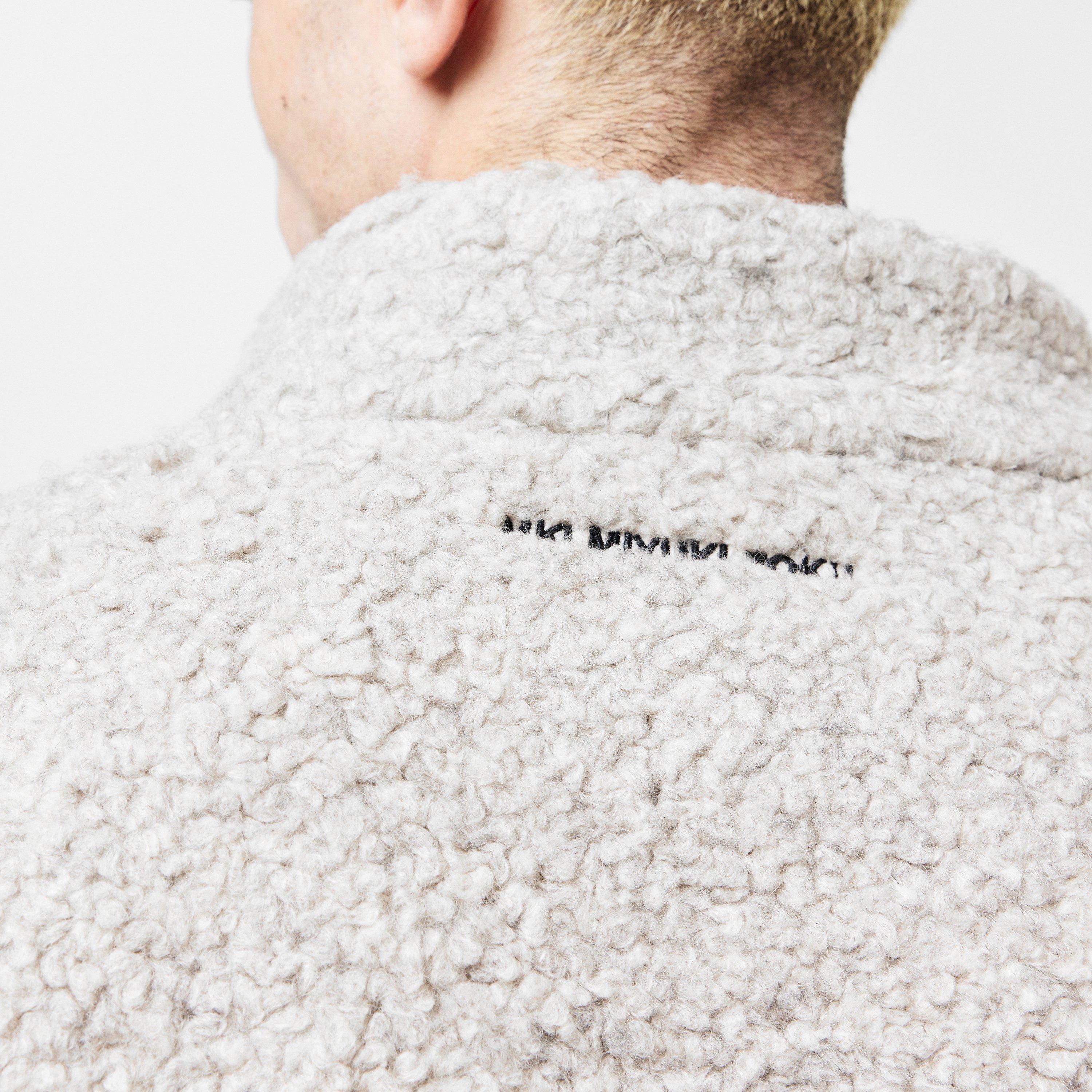 Oatmeal - MKI MIYUKI ZOKU - Men's Wool Fleece Zipped Knitted Top - 5