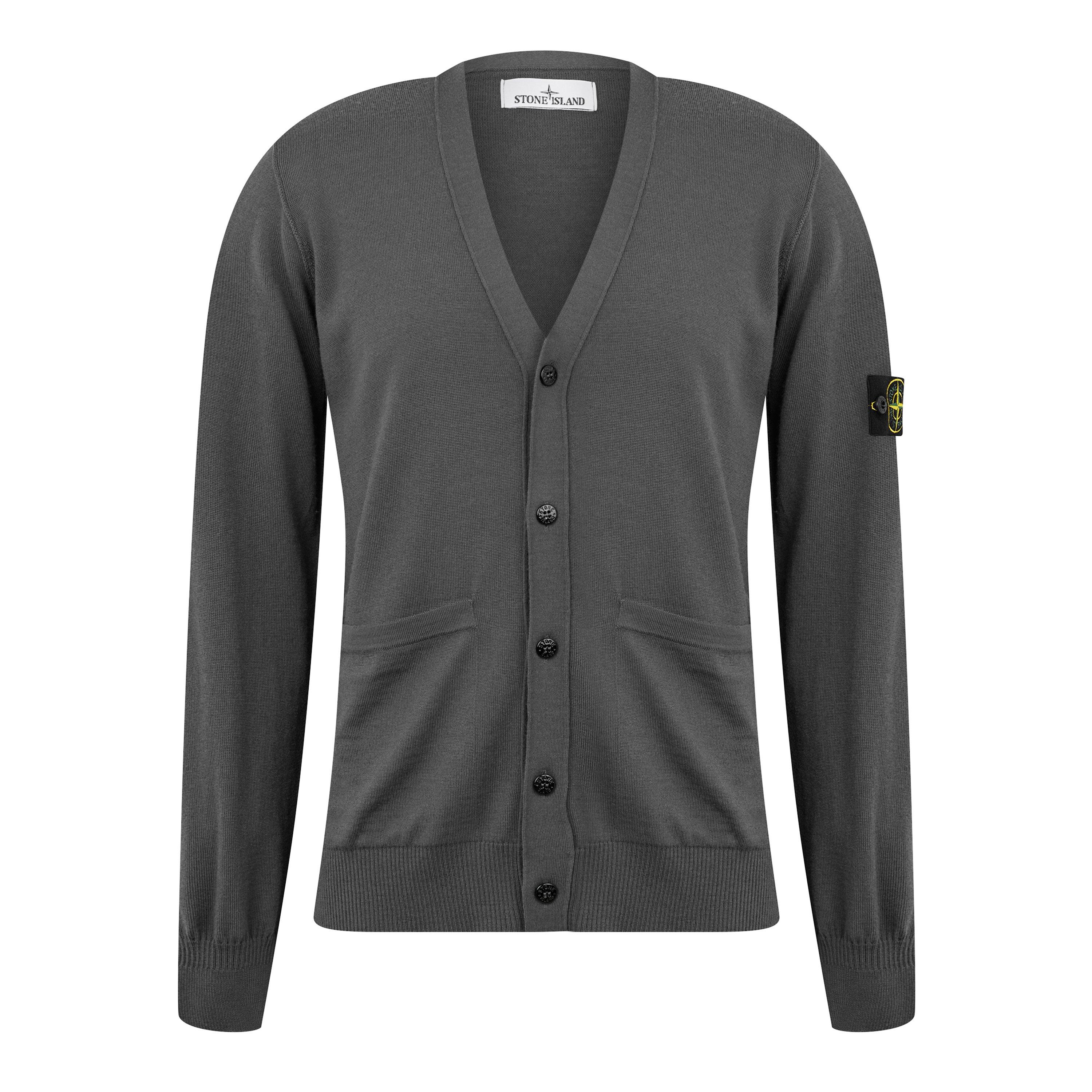 Stone Island Patch Wool Cardigan - Piombo V0062 - S