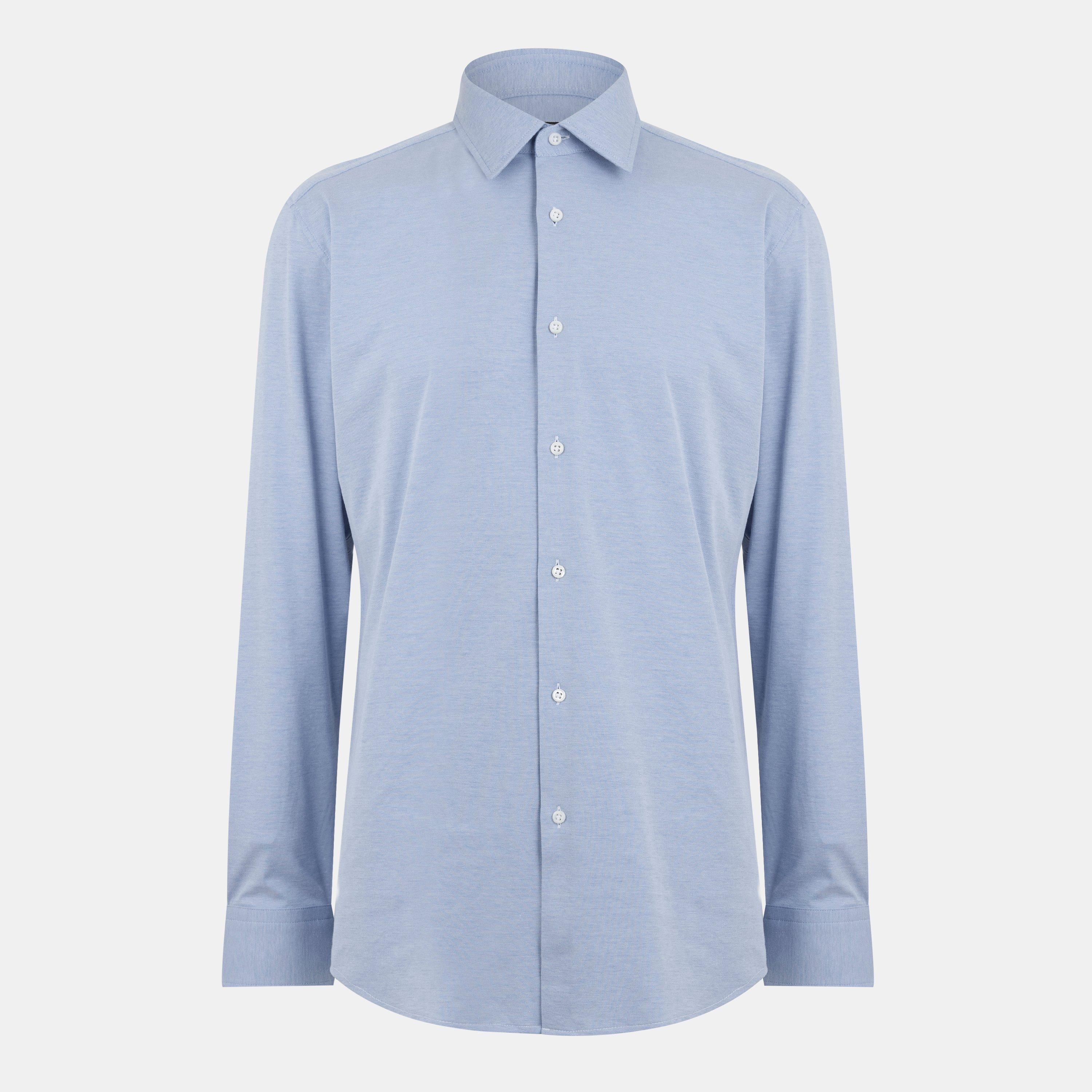 Boss Men's Plain Long-Sleeve Shirt - Blue - 15.5 inch