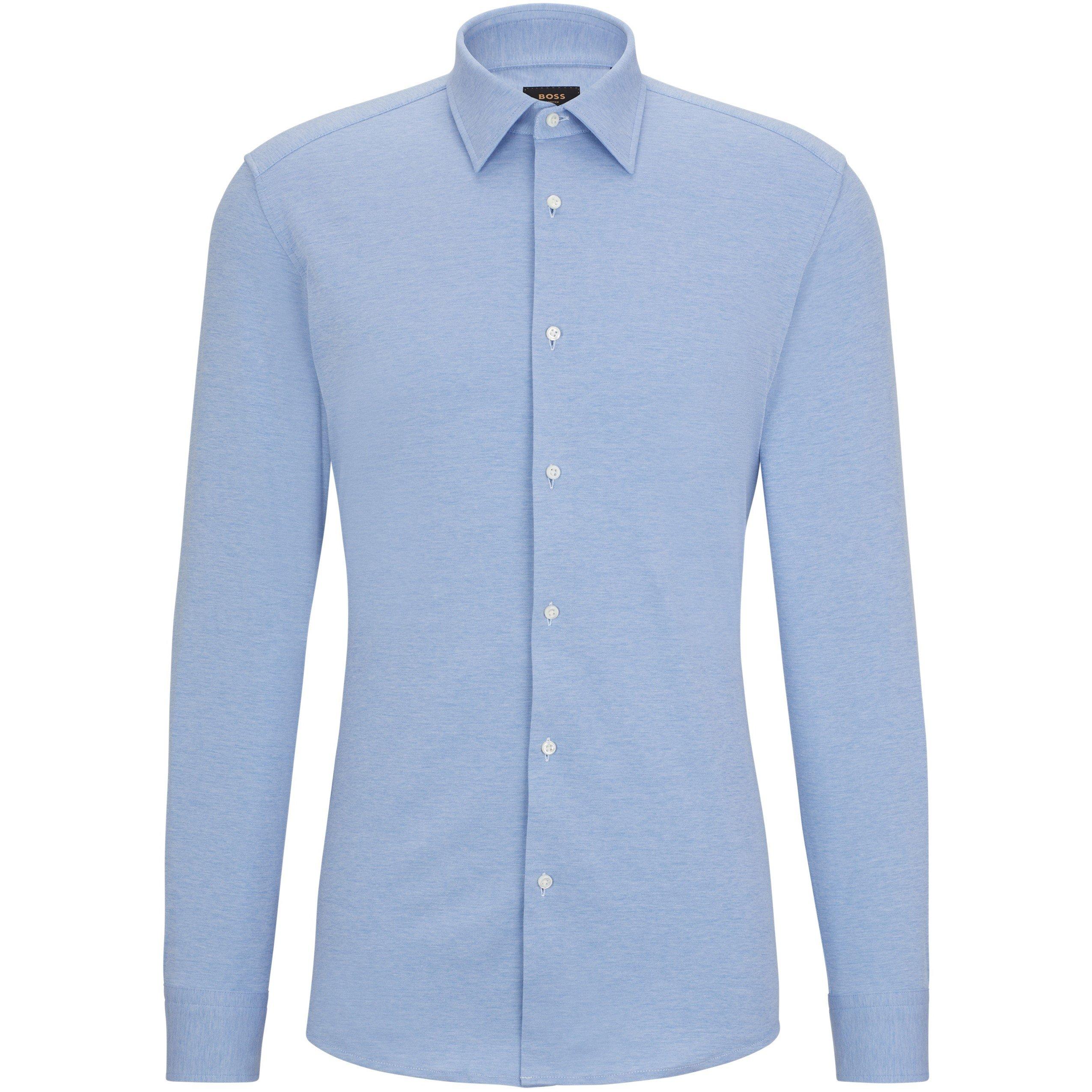 Blue - Boss - Men's Plain Long-Sleeve Shirt - 4