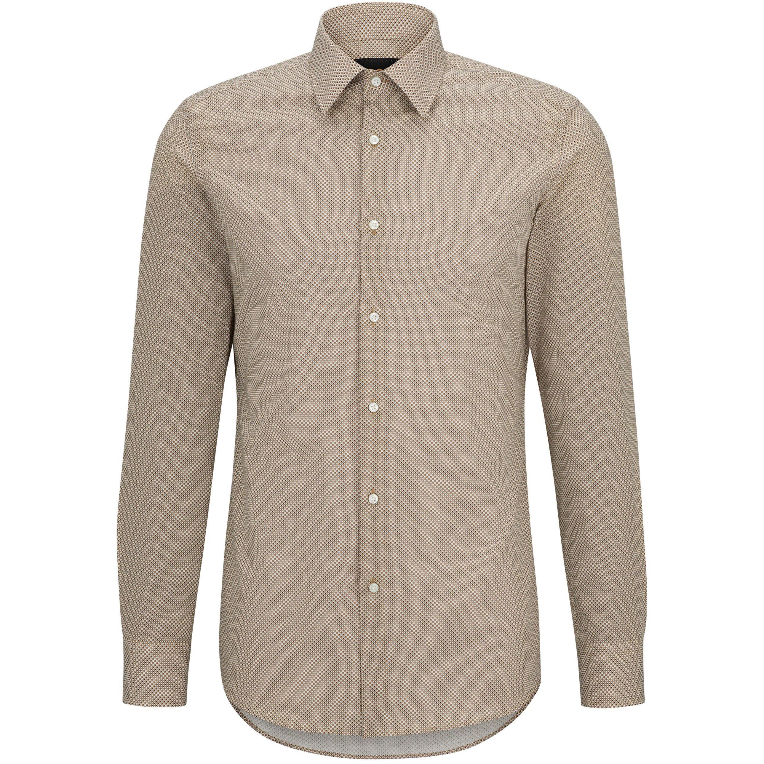 Beige - Boss - Men's Hays Kent Long Sleeve Plain Shirt - 3