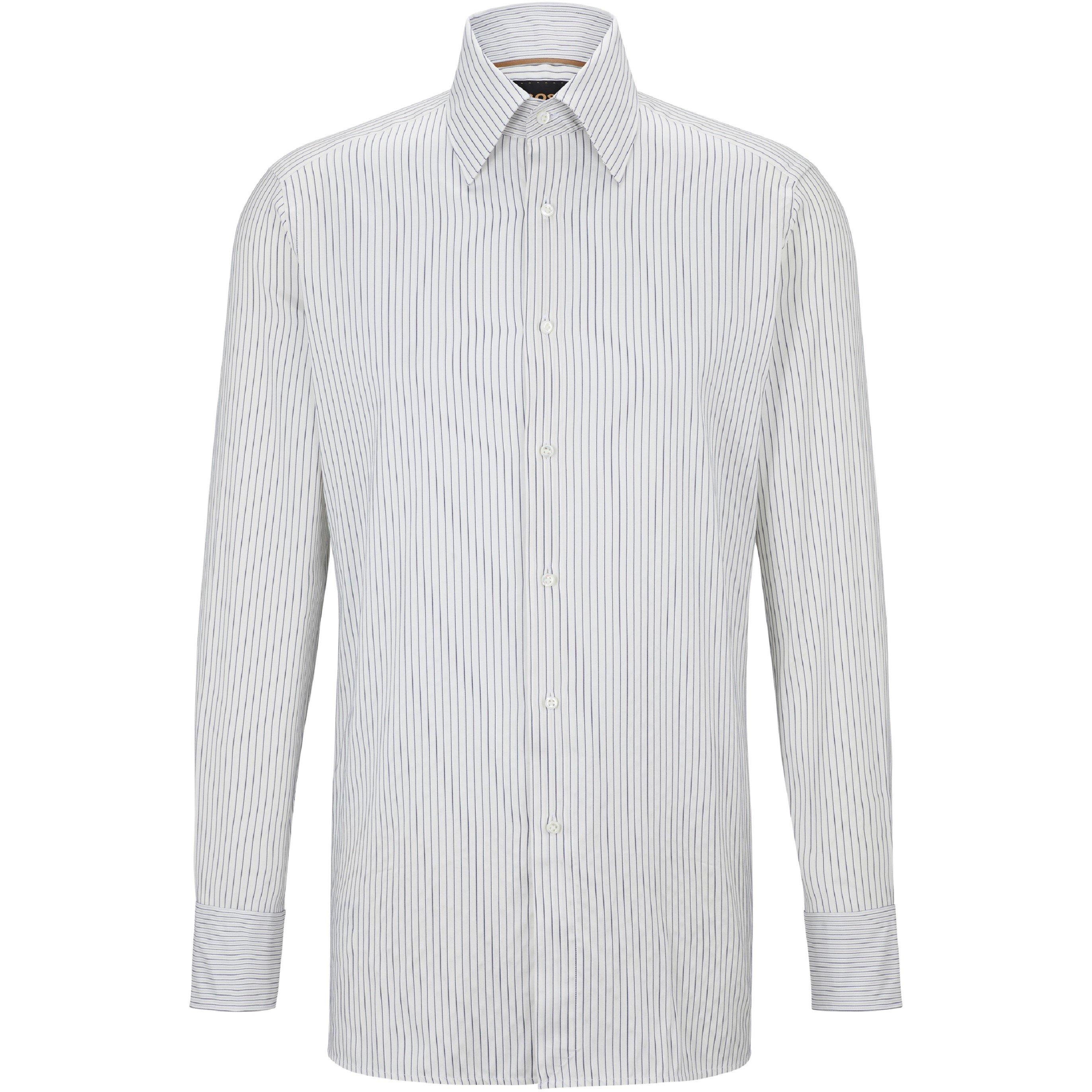 Boss Men's Long Sleeve Plain Shirt - Blue - 15.7 In 40