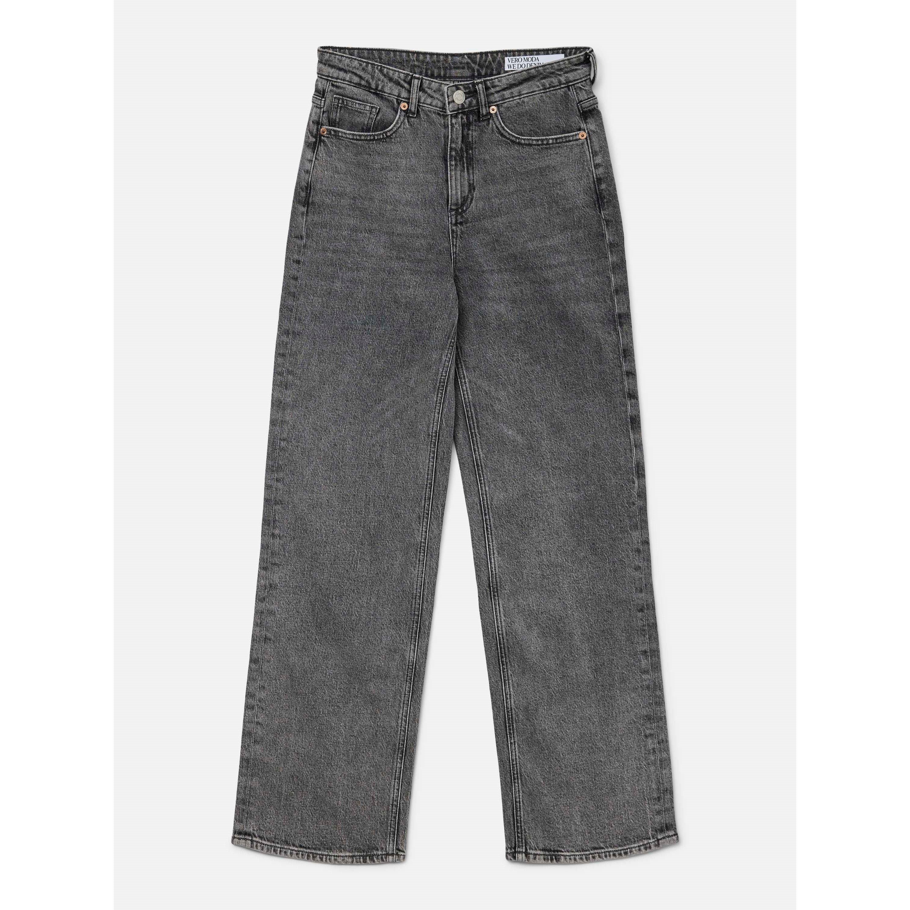 Mid Grey Denim - Vero Moda - Women's RA206 Wide Leg Jeans - 1