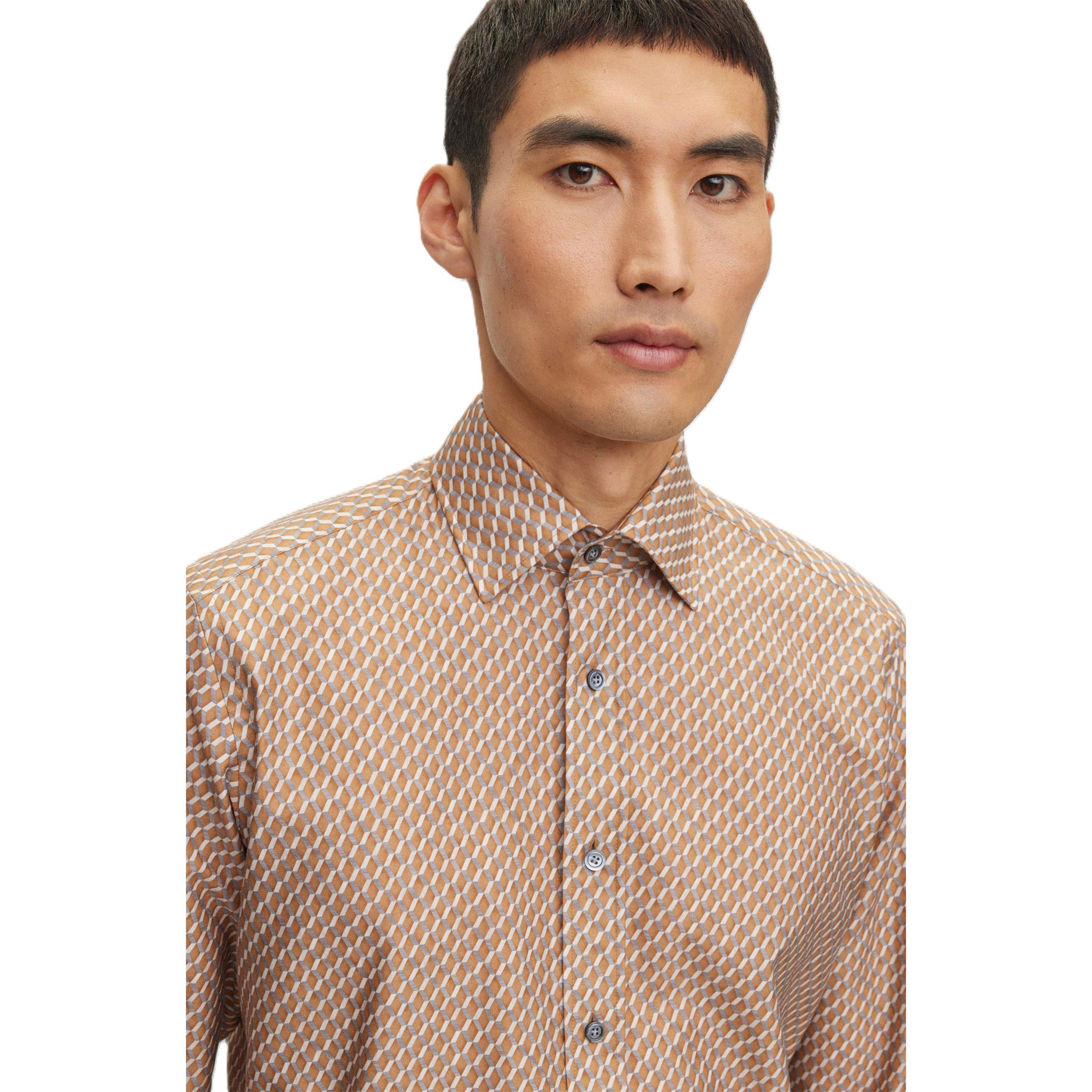 Beige - Boss - Men's Jim Kent Long Sleeve Plain Shirt - 2