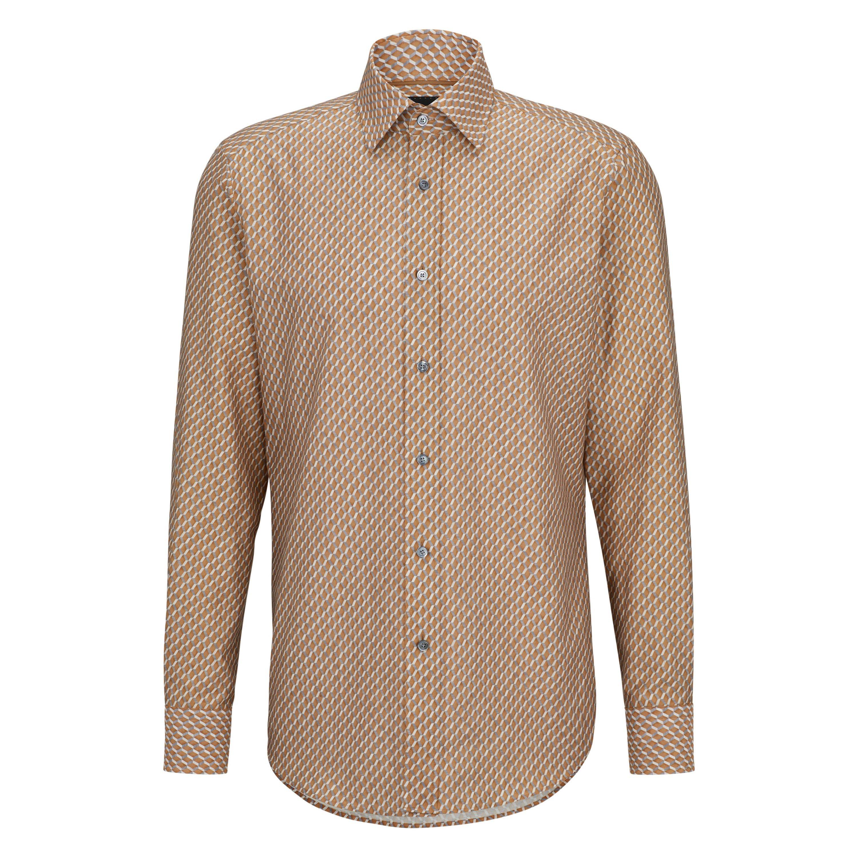Beige - Boss - Men's Jim Kent Long Sleeve Plain Shirt - 3