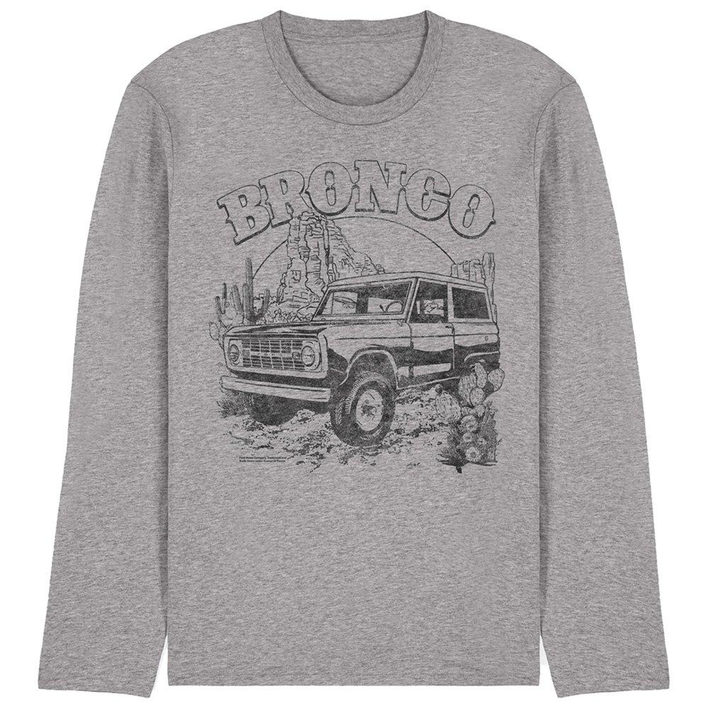 Light Grey - Ford - Ford Bronco Desert Black Mono Long Sleeve T-Shirt - 1