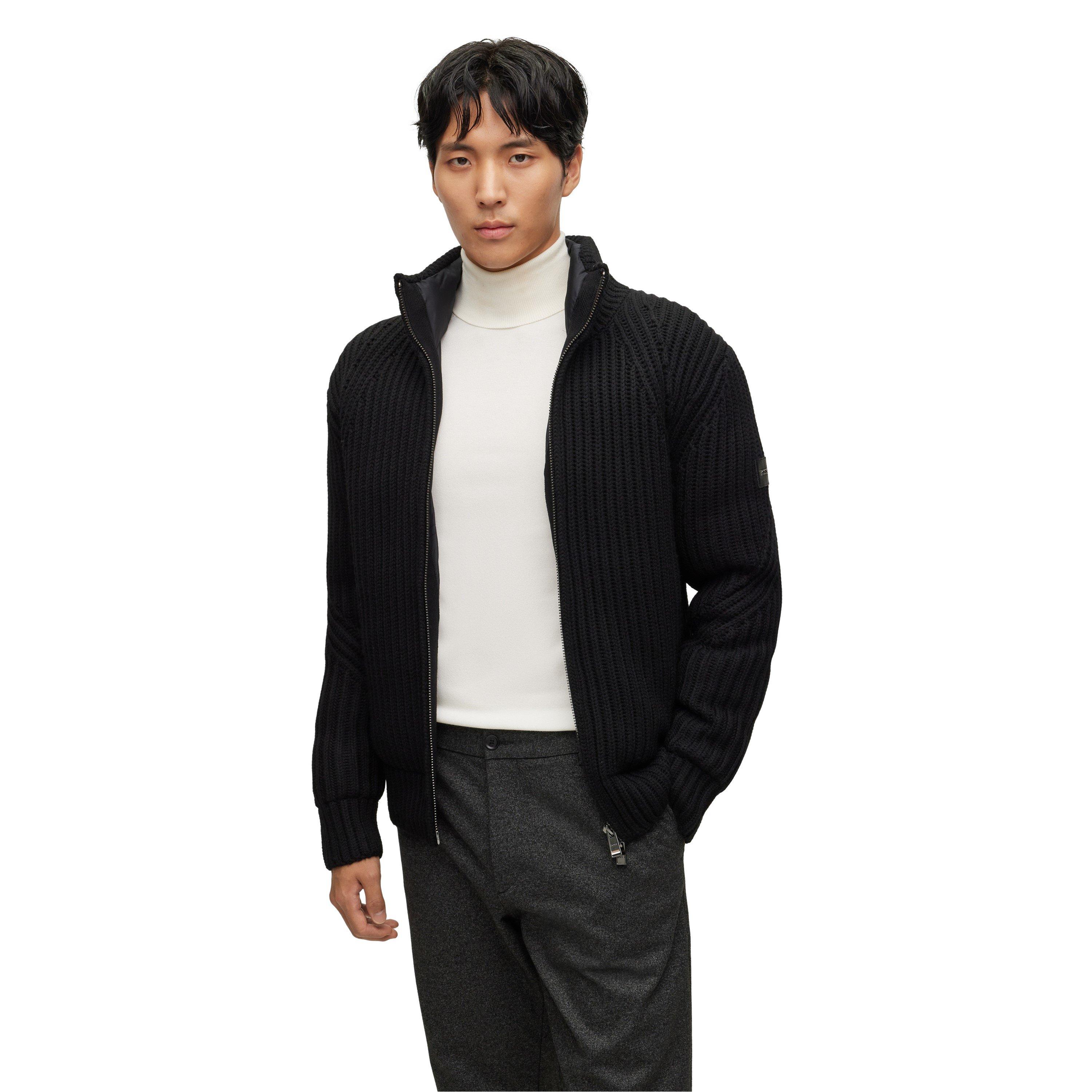 Black - Boss - Men's Motex Knitted Top Jacket - 1