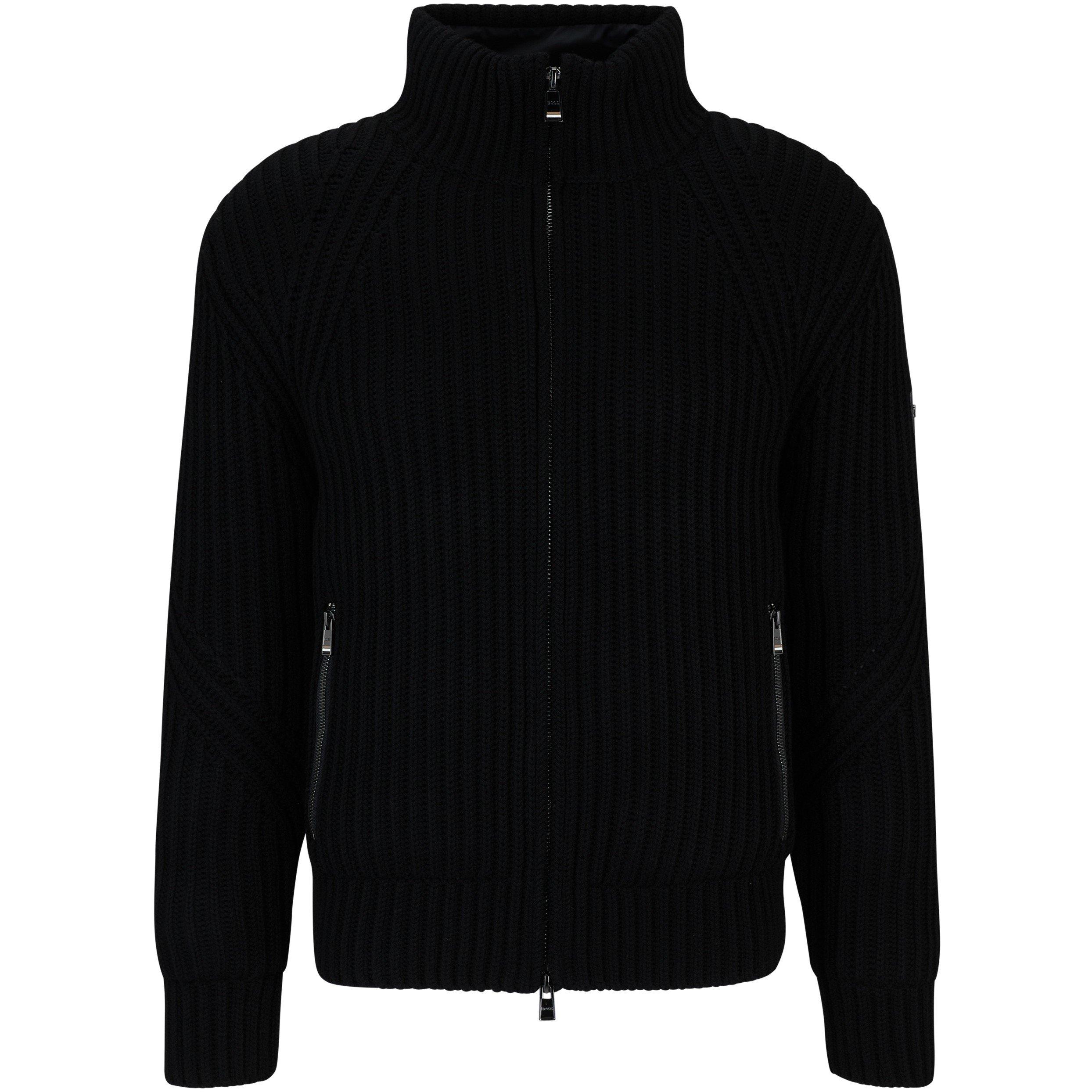 Black - Boss - Men's Motex Knitted Top Jacket - 4