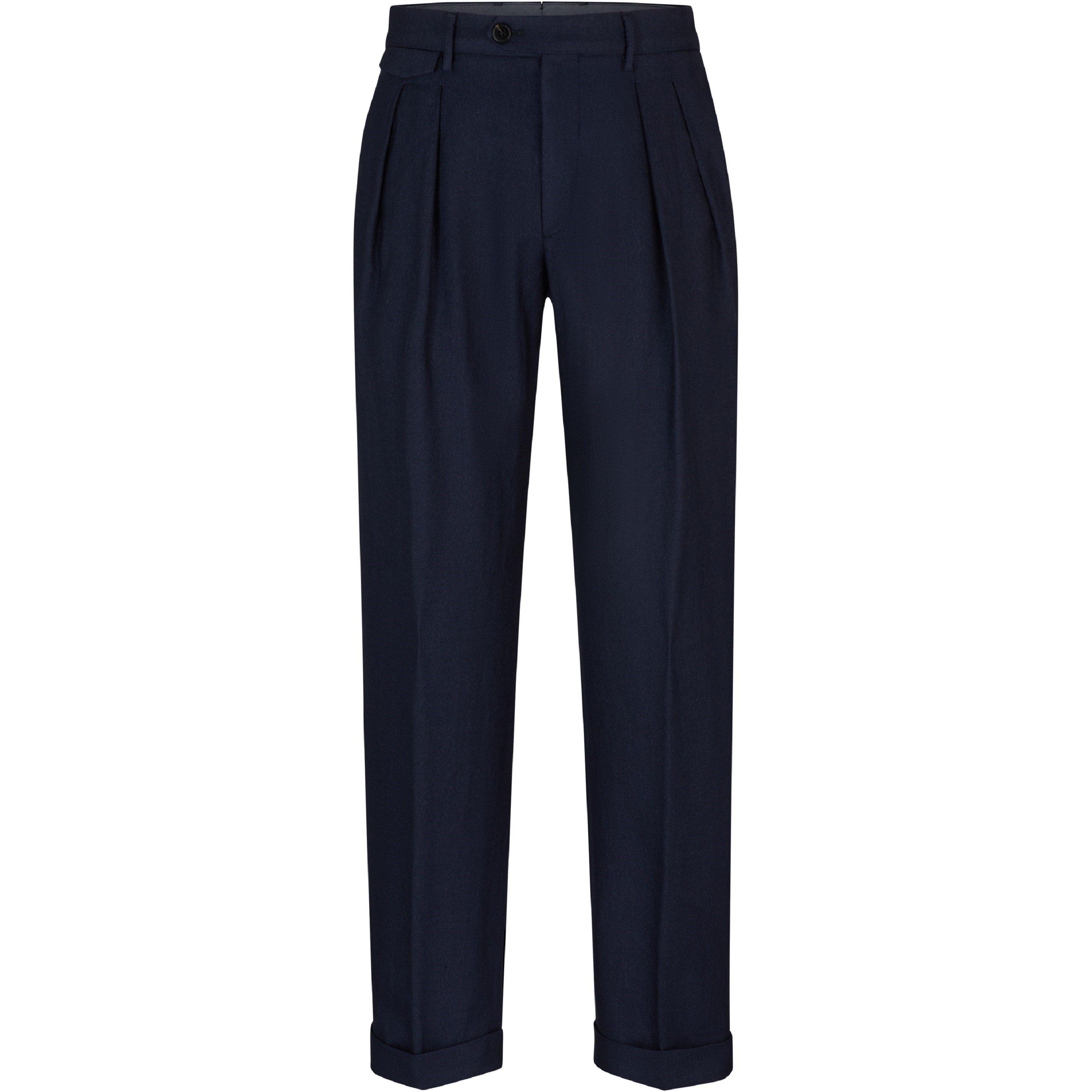 Blue - Boss - Men's Pleated Trousers - 3