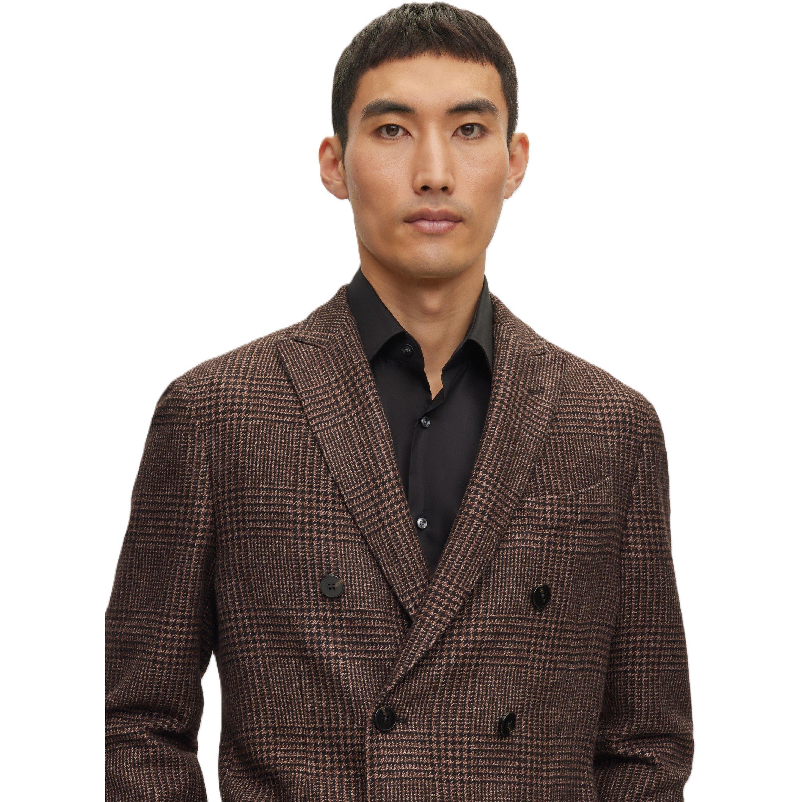 Brown - Boss - Men's Heston Tailored Fit Formal Jacket - 3