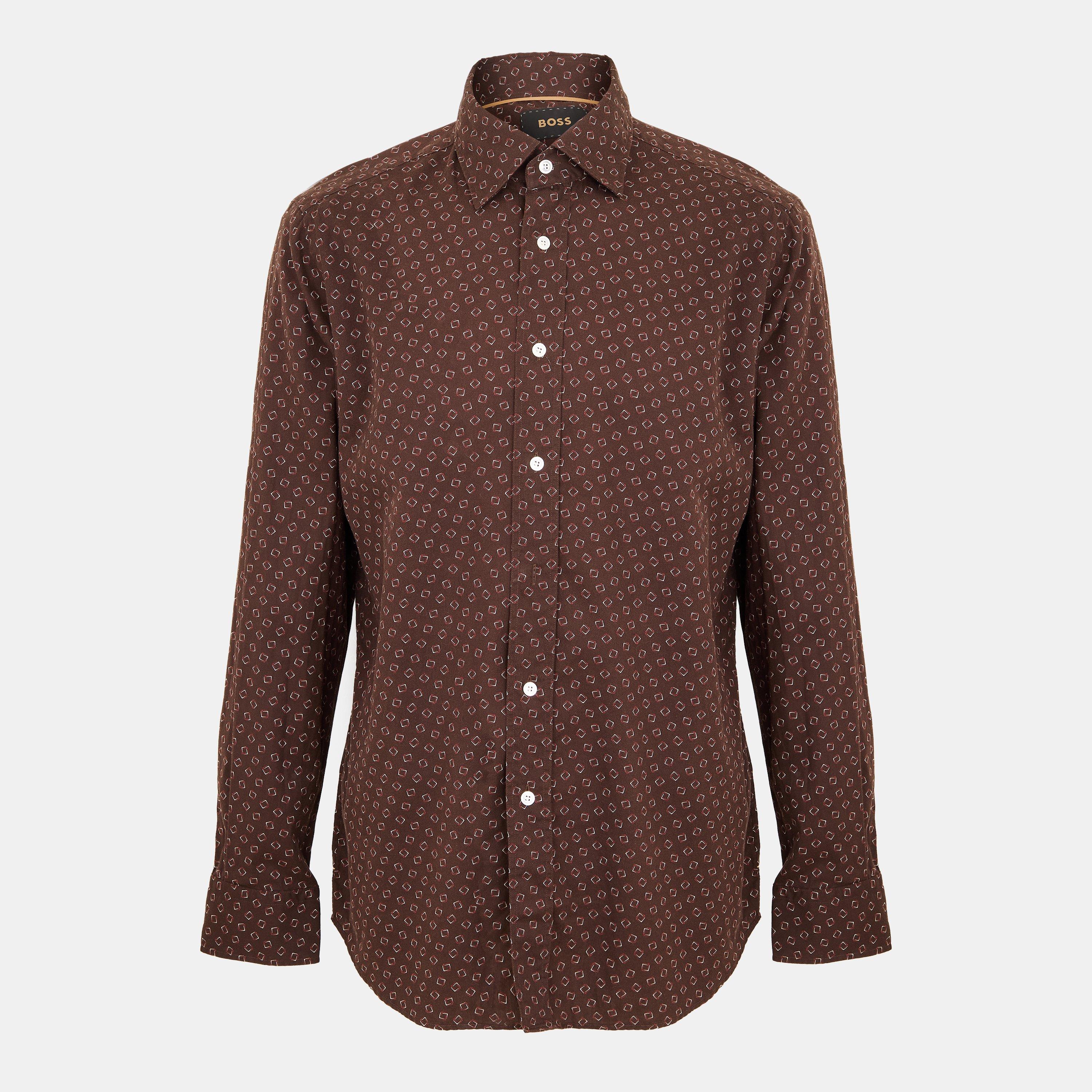 Boss Men's Long-Sleeve Plain Shirt - Red - S