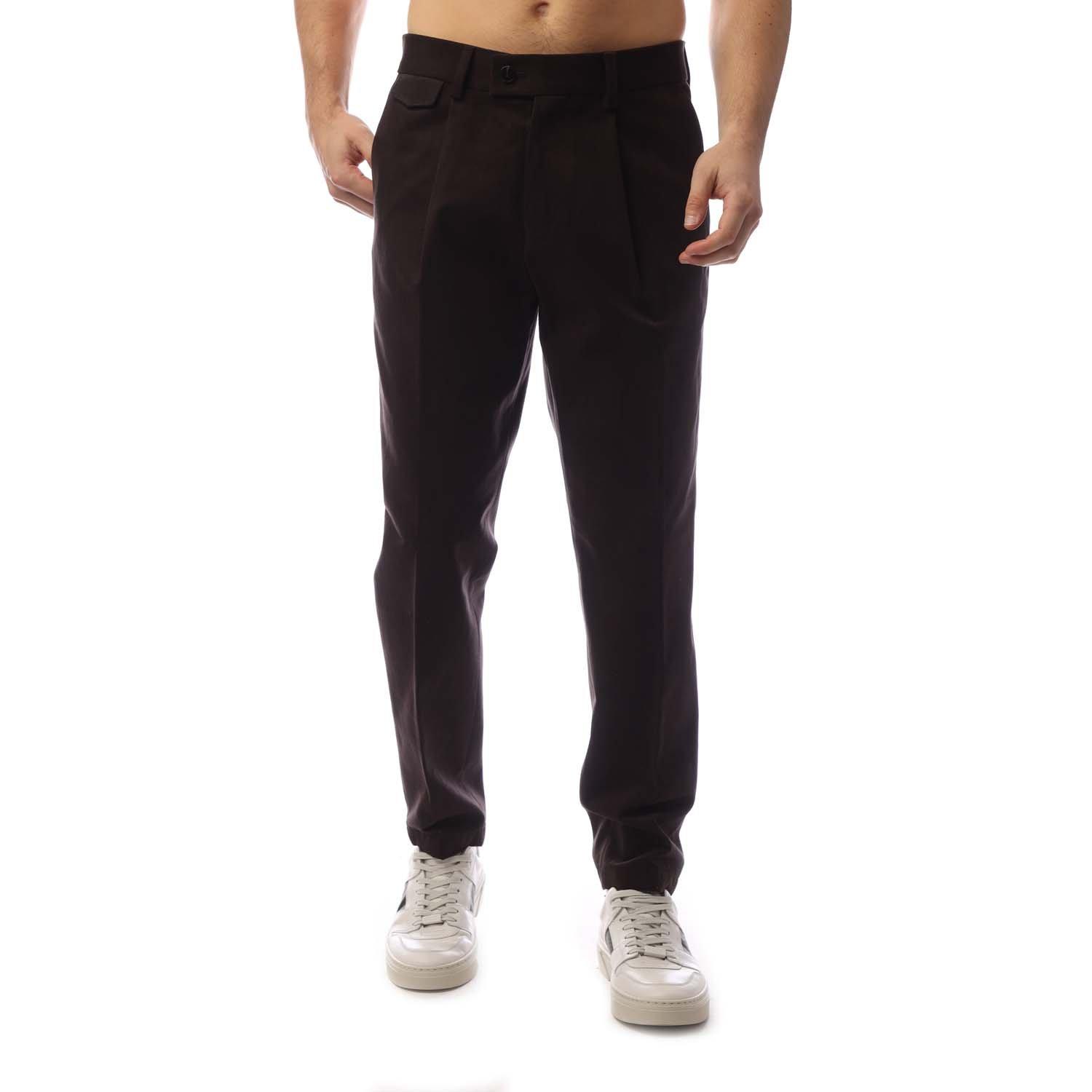 Brown - Boss - Men's Front Pleated Trousers - 1